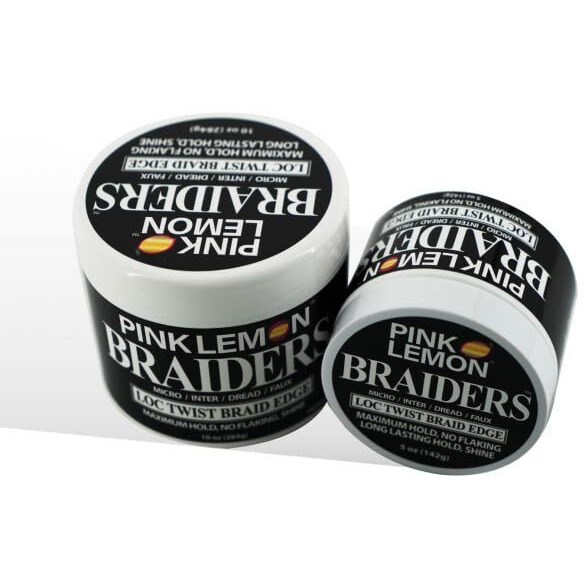 Pink Lemon Braiders - Maximum Hold  No Flaking  Long Lasting Hold  High Shine. For Micro  Inter  Dread  Faux  Loc  Twist  Braid  Edge (10 Oz)