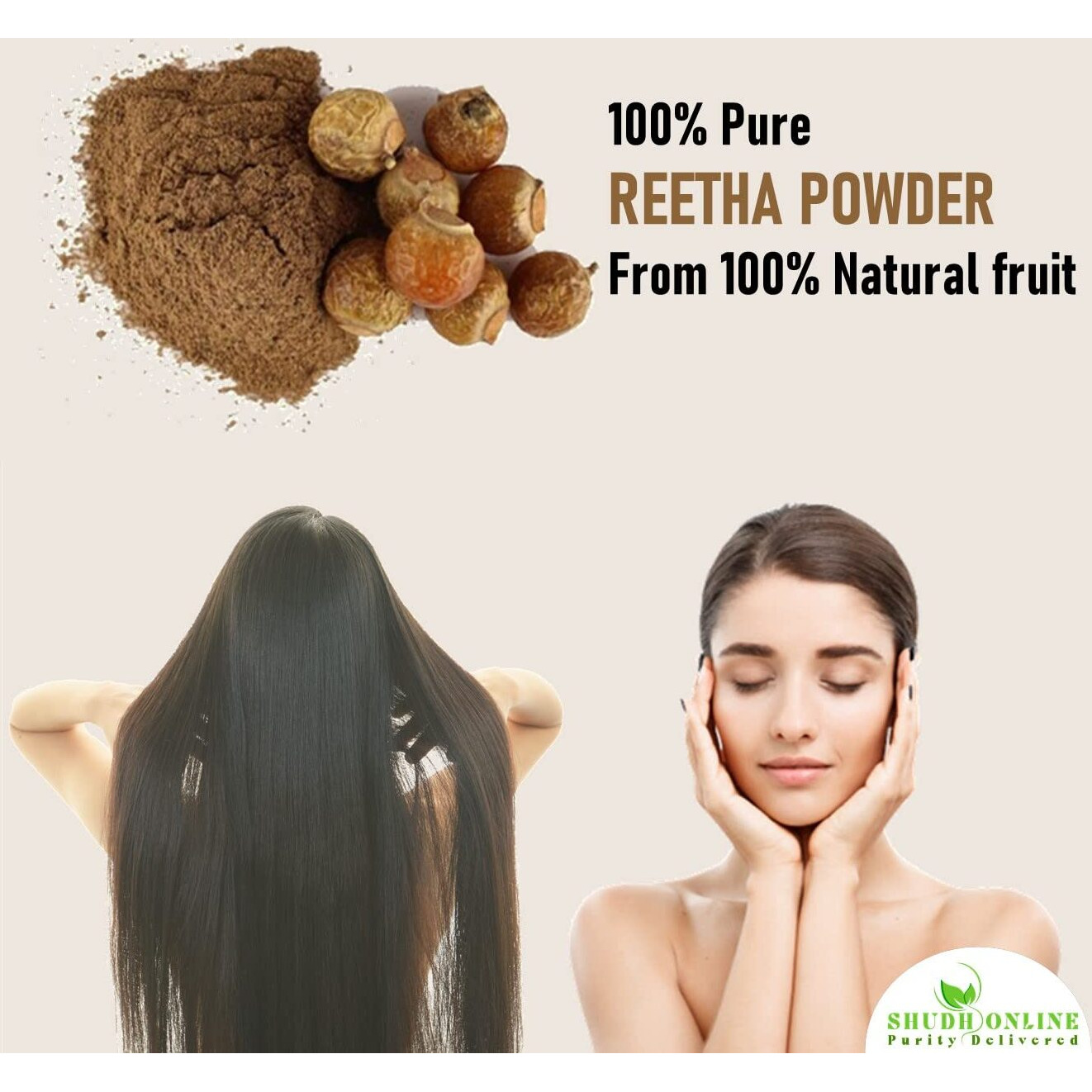 Homeda Reetha Powder For Hair  Organic Soap Nuts Powder For Hair (17 Oz - 500G) 100% Pure Indian Bath Powders - Aritha Powders For Hair Growth | Soap Berry Shampoo - Sapindus Mukorossi (1.1 Lb)