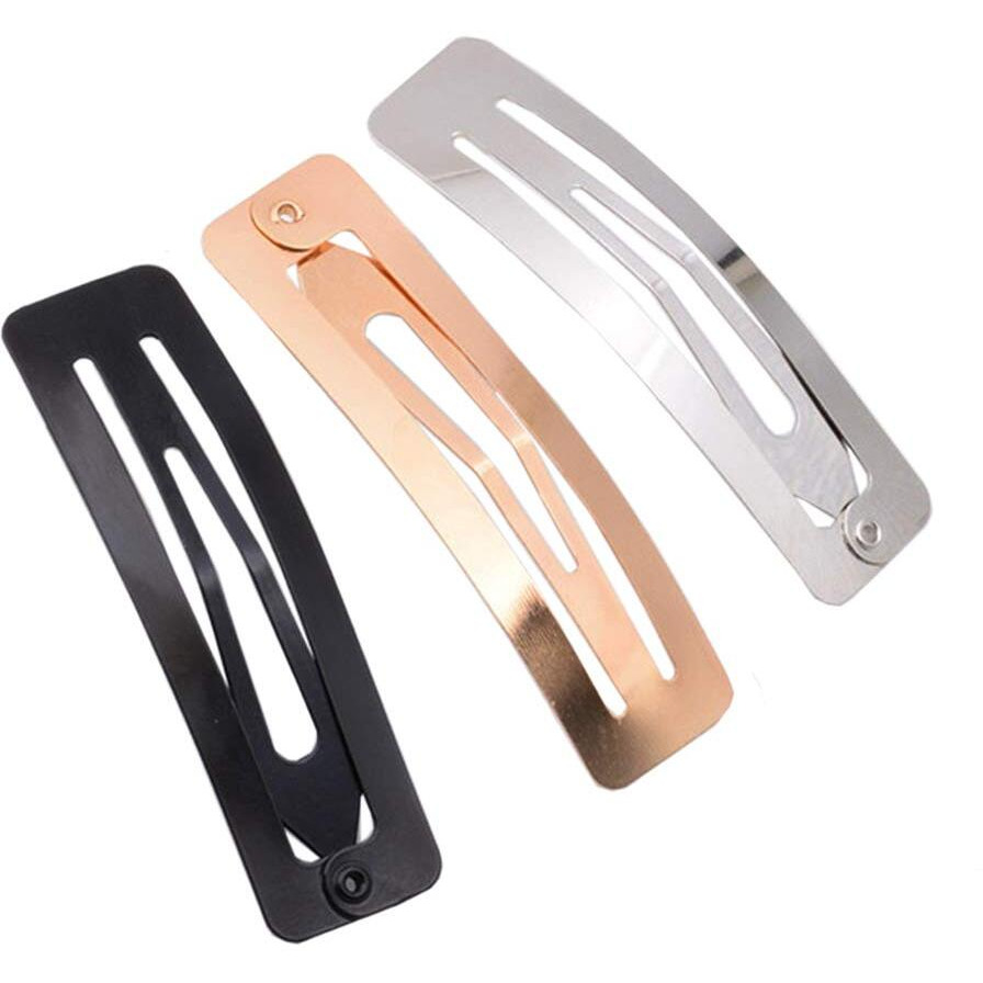 30Pcs No Slip Metal Snap Hair Clips Grips Hair Barrettes Rectangle Bb Clips For Girls Women Hair Accessories  60Mm (Silver  Black And Rose Gold)