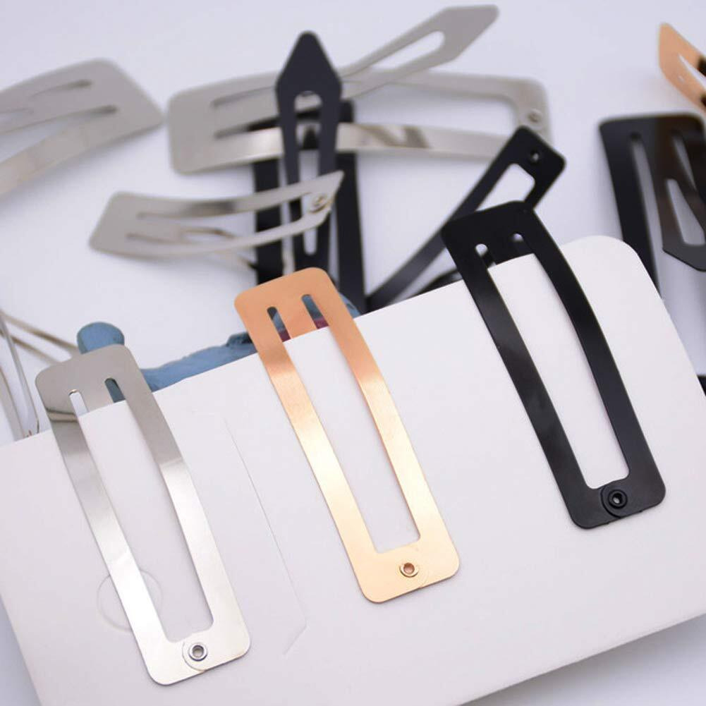 30Pcs No Slip Metal Snap Hair Clips Grips Hair Barrettes Rectangle Bb Clips For Girls Women Hair Accessories  60Mm (Silver  Black And Rose Gold)