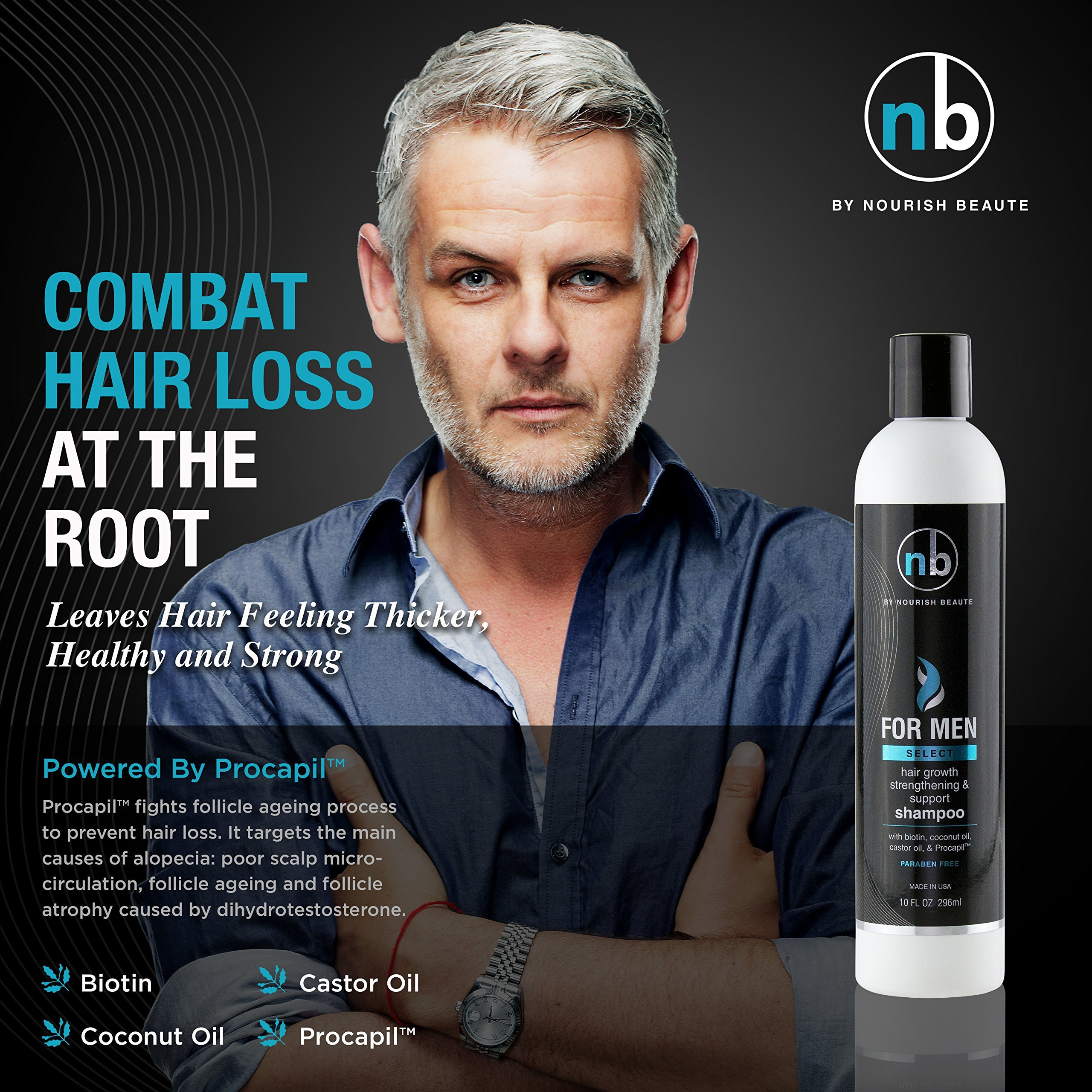 Nourish Beaute Anti Hair Loss  Hair Growth Support Shampoo For Men With Vitamins
