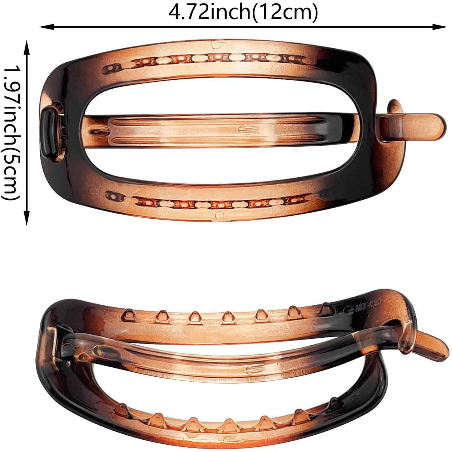 6Pcs French Hair Barrette Clips  4.72 Inch Oval Plastic Bun Ponytail Holder Strong Hold Grip Hair Clips Closure Hairpin No Metal Hair Accessories For Women Girls