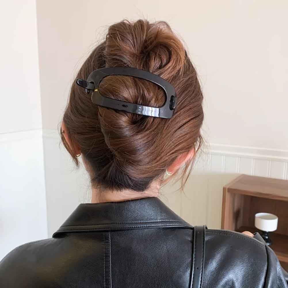 6Pcs French Hair Barrette Clips  4.72 Inch Oval Plastic Bun Ponytail Holder Strong Hold Grip Hair Clips Closure Hairpin No Metal Hair Accessories For Women Girls