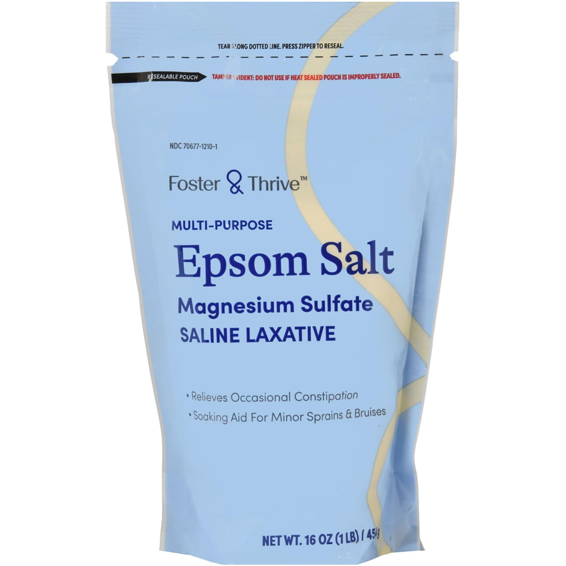 Foster & Thrive 1 Lb Pouch Epsom Salt Granules - Magnesium Sulfate Usp 100% - Saline Laxative - Multi Purpose