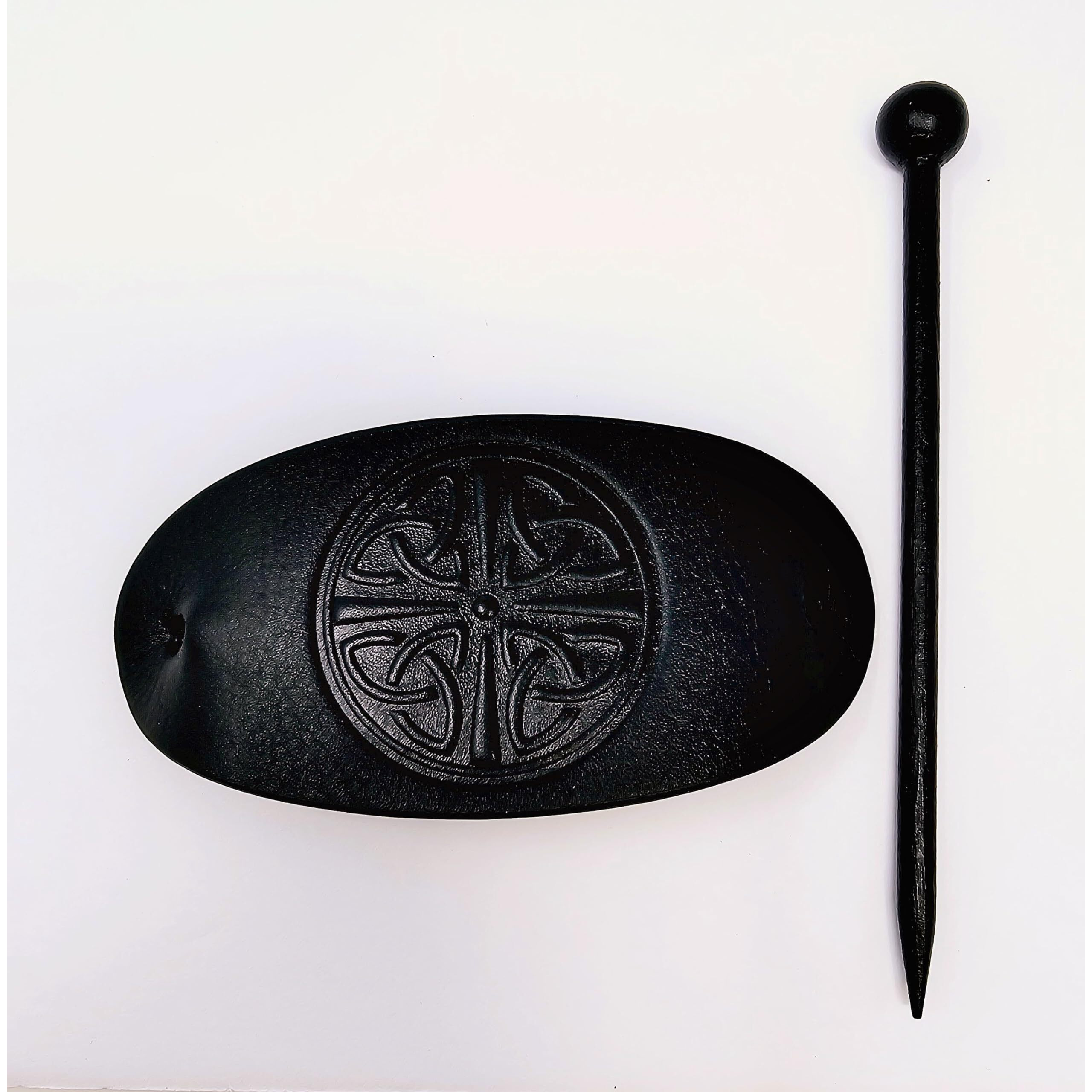 Gaelsong  Hand Made Leather Barrette With Black Wooden Stick For Thick Hair Turtle Accessories Gifts For Women