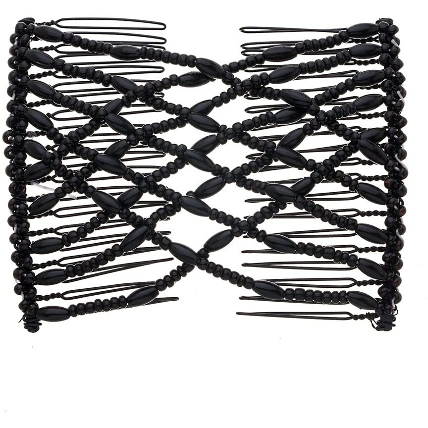 Ruihfas 4Pcs Magic Beading Hair Comb Double Clips Easy Stretch Combs Hair Styling Accessories For Women Girls Hair Beauty