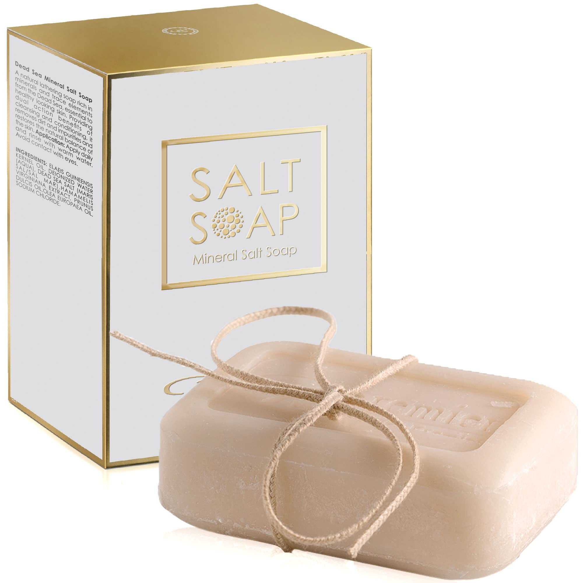 Premier Dead Sea Classic Mineral Salt Soap  For Healthy Looking Skin. For All Skin Types. Natural  Therapeutic And Antibacterial  Helps With Acne  Eczema And Psorias  3.4 Fl Oz (X1)
