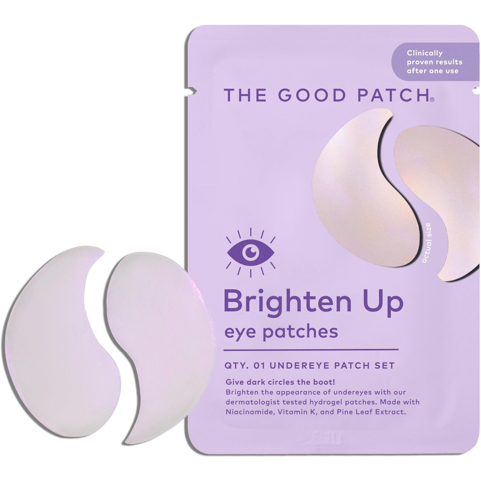 The Good Patch Brighten Up Hydrogel Under Eye Patches For Dark Circles And Puffy Eyes  Made With Niacinamide  Vitamin K  Pine Leaf Extract  Clinically Proven (12 Total Patch Sets)