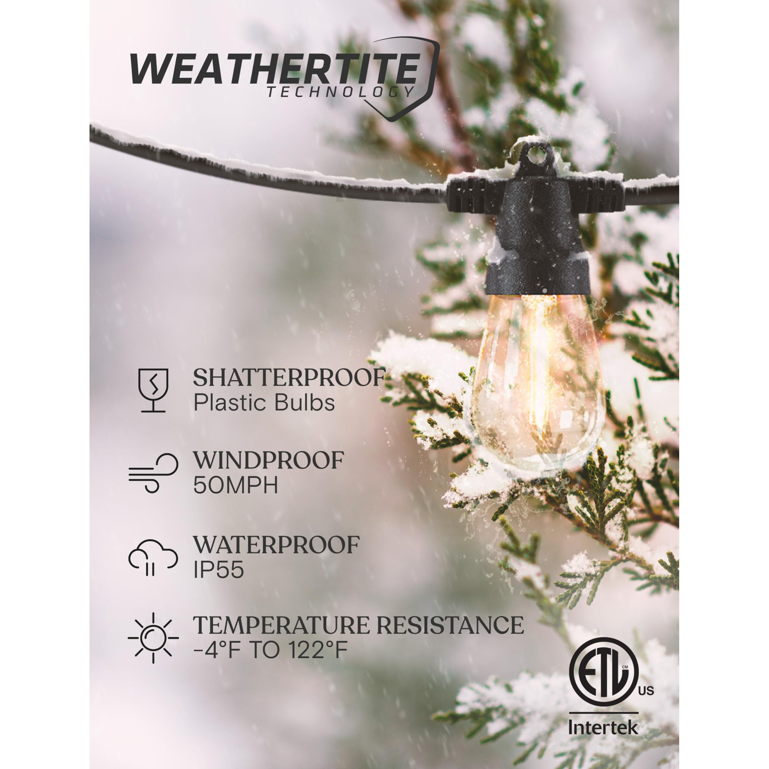 Brightech Ambience Pro Solar String Lights For Outside - Super Bright Remote Control Color Adjustable Outdoor String Light - Commercial Grade String  12 Waterproof Led Bulbs For Patios  Camping - 27Ft