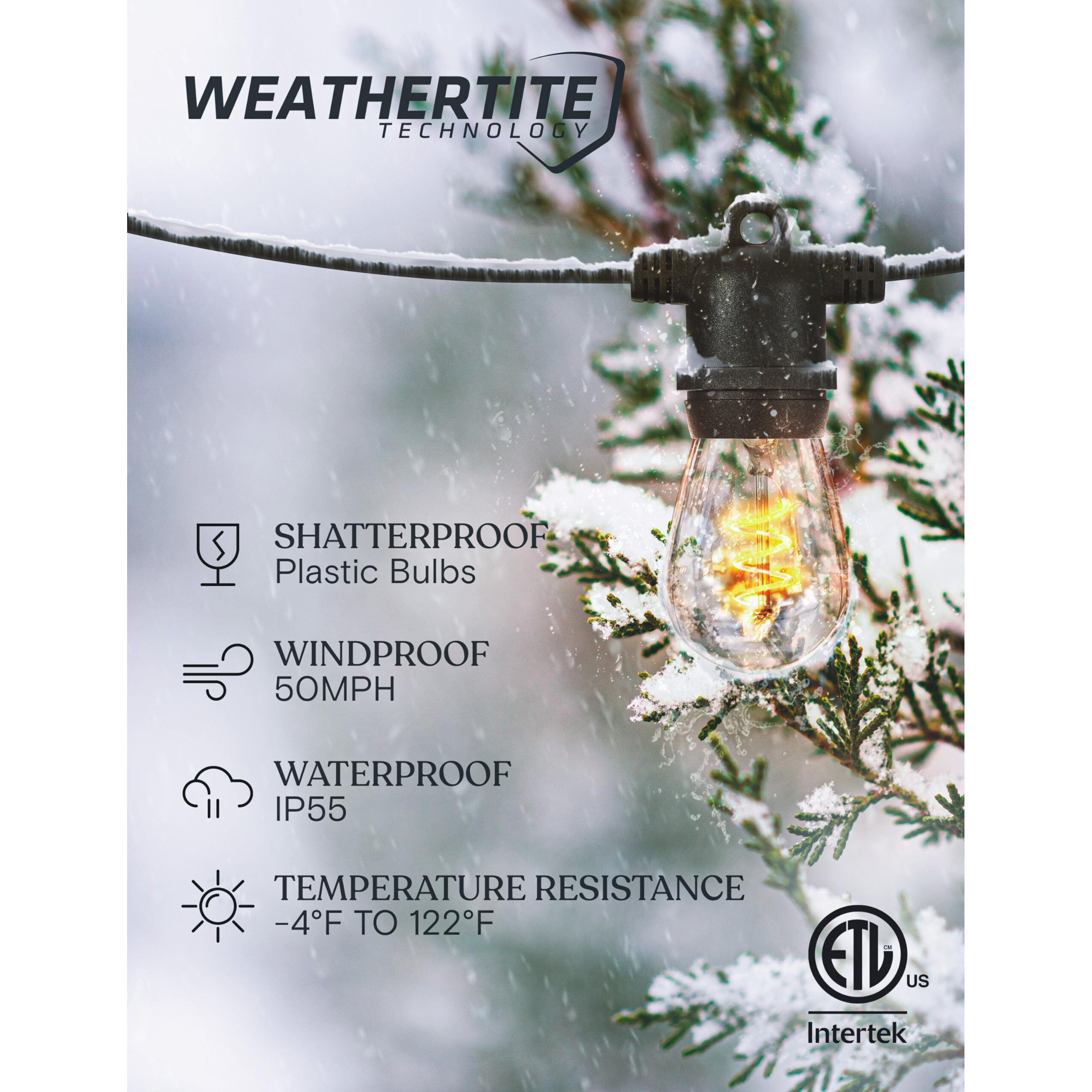 Brightech Ambience Pro Super Bright 48 Ft  15 Bulbs Solar Power Remote Control Outdoor String Lights  Edison Spiral Shatterproof Bulbs  Commercial Grade Led  Waterproof Patio Lights  4W Soft White