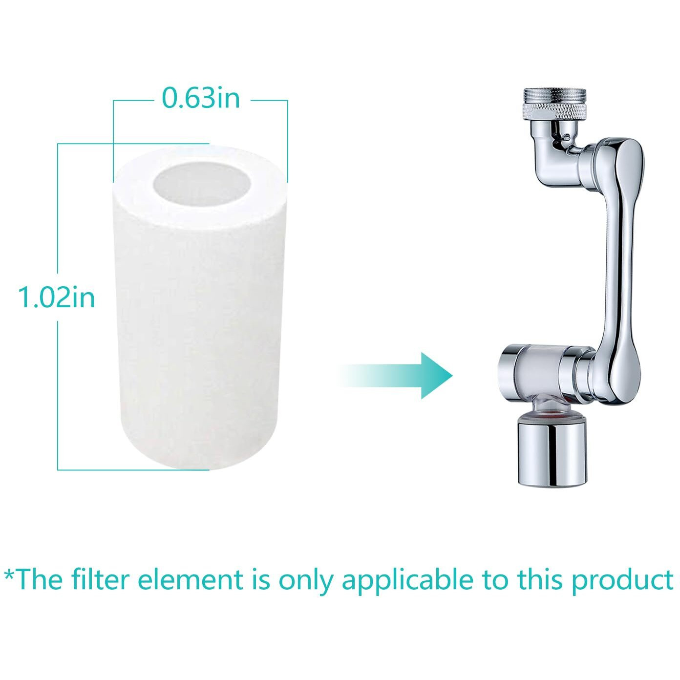 Happup 5Pcs Filter Elements  For 1080Swivel Faucet Aerator Extension With Filter