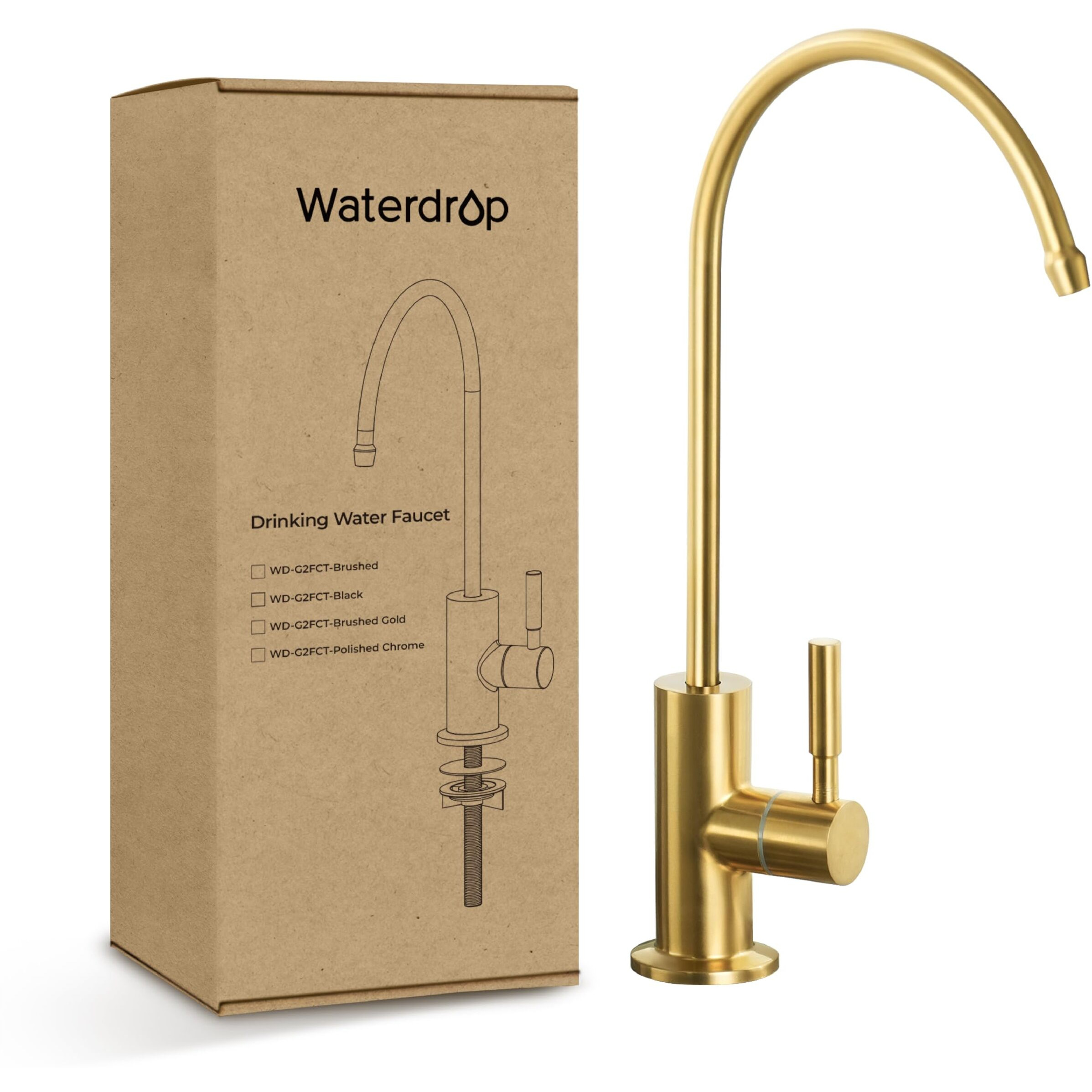 Waterdrop Filtered Water Faucet  Drinking Water Faucet  Reverse Osmosis Faucet  Ro Faucet  Ro Water Faucet  Water Filter Faucet For Kitchen Sink  Stainless Steel  Lead-Free  Brushed Gold