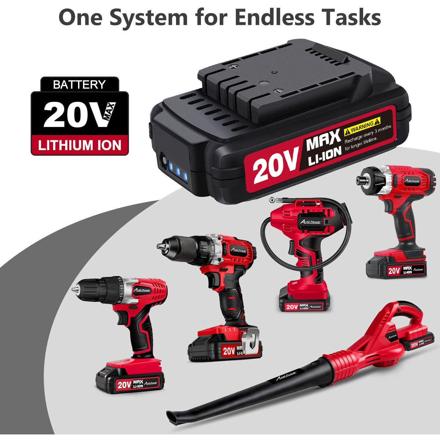 Avid Power 20V Max 1.5 Ah Lithium Ion Rechargeable Battery  Only Fit For Specified 20V Cordless Tools (See Below For Specific Tools Adapted)