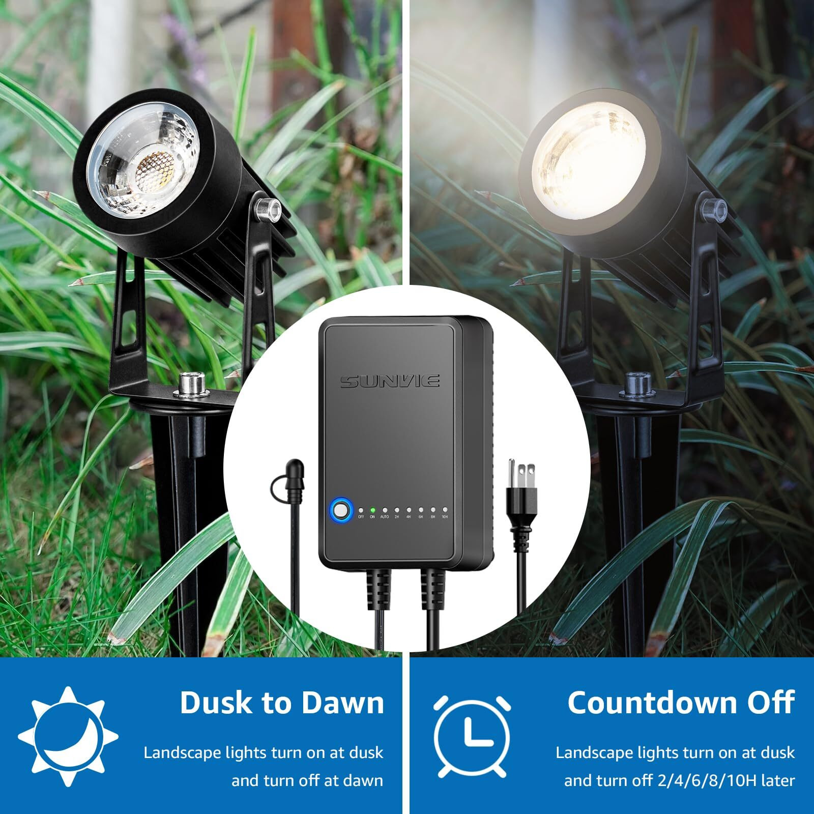 Sunvie All-In-One Led Landscape Lighting Kit  8-Pack Low Voltage Landscape Lights With Transformer And 65Ft Ul-Listed Wire  3000K Waterproof Outdoor Uplights With Connectors For Yard House Garden Tree
