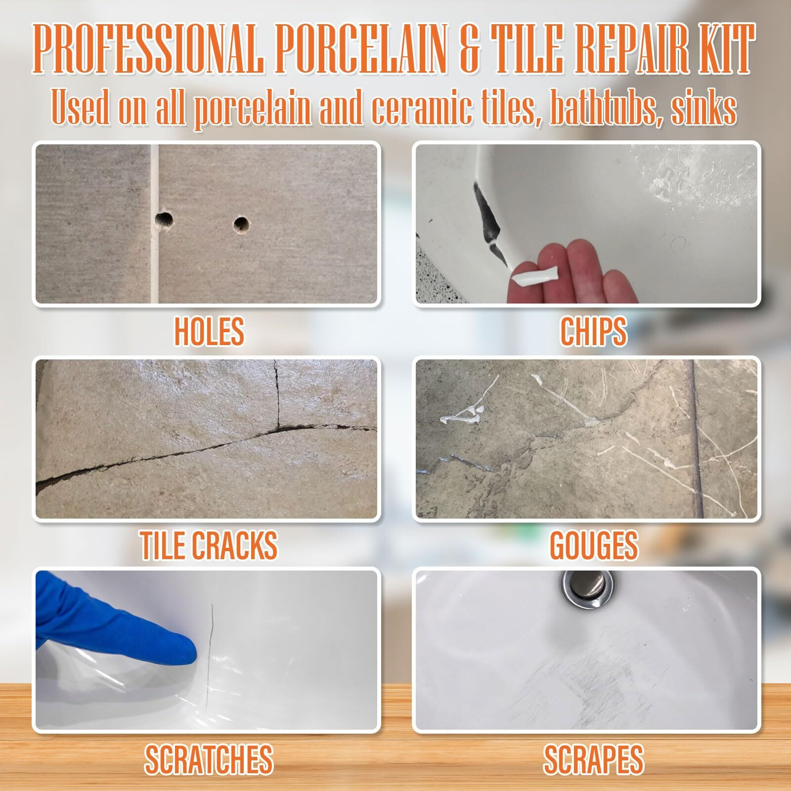 Porcelain Repair Kit White  High-Gloss Chipped Sink & Tile Repair Kit To Quickly Fix Sinks Chips And Tile Cracks With High Bond Strength  Porcelain Sink Repair Kit For Tub  Tile  Sink And Toilet