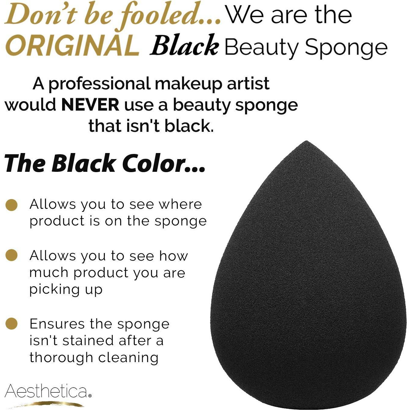 Aesthetica Cosmetics Beauty Sponge Blender - Latex Free And Vegan Makeup Sponge Blender - For Powder  Cream Or Liquid Application (5 Pack)