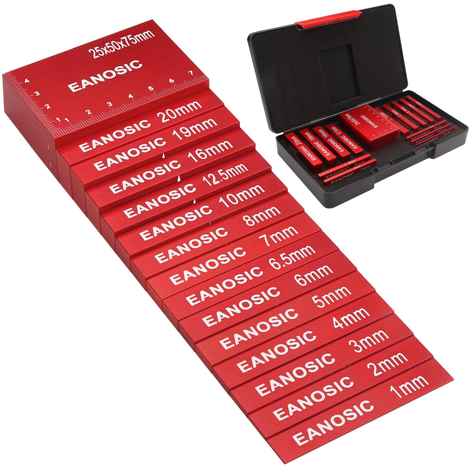 Eanosic Metric Setup Blocks Height Gauge Set  15Pcs Precision Aluminum Setup Bars Guage Block Set For Router And Table Saw Accessories Woodworking Set Up  Bars Include Laser Engraved Size Markings