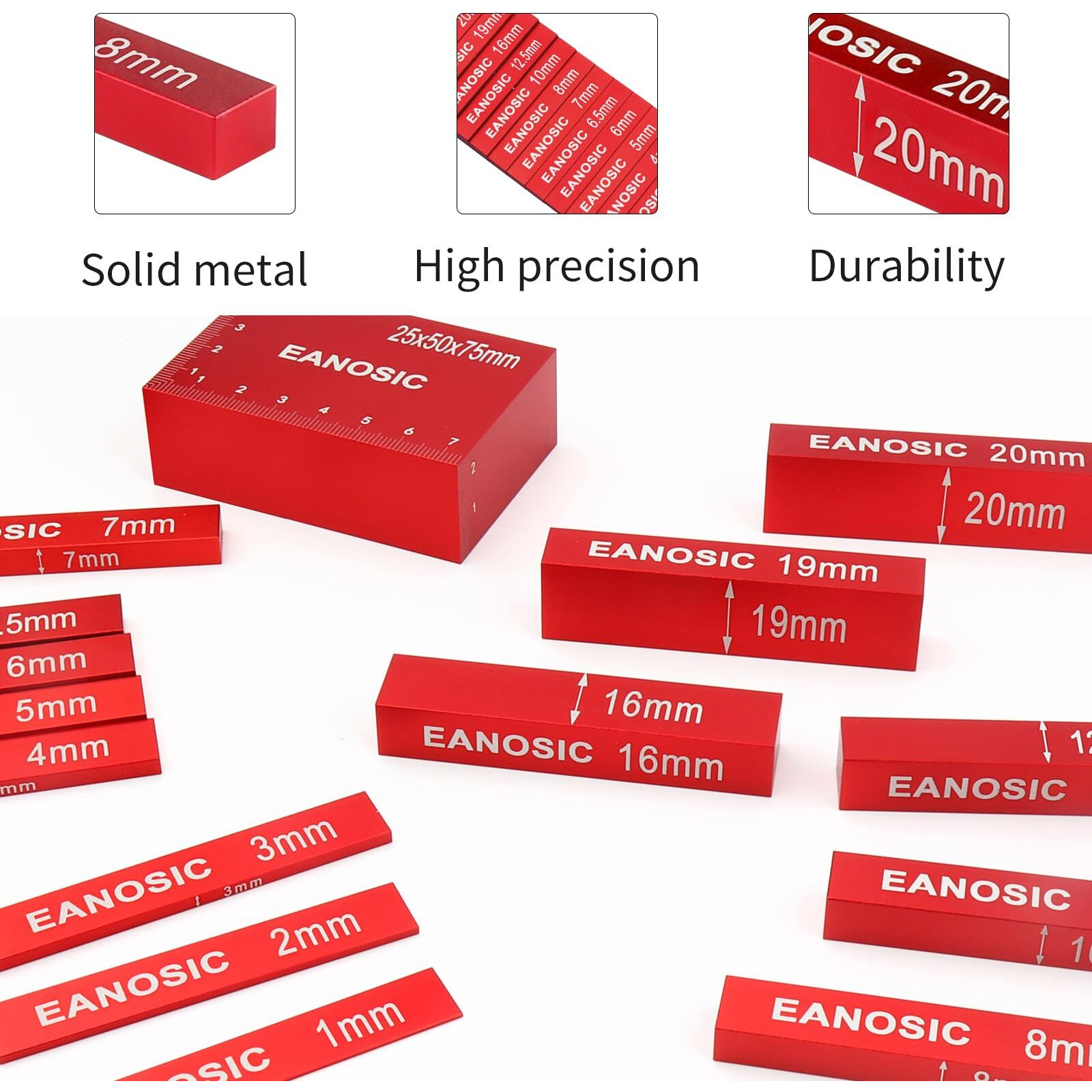 Eanosic Metric Setup Blocks Height Gauge Set  15Pcs Precision Aluminum Setup Bars Guage Block Set For Router And Table Saw Accessories Woodworking Set Up  Bars Include Laser Engraved Size Markings