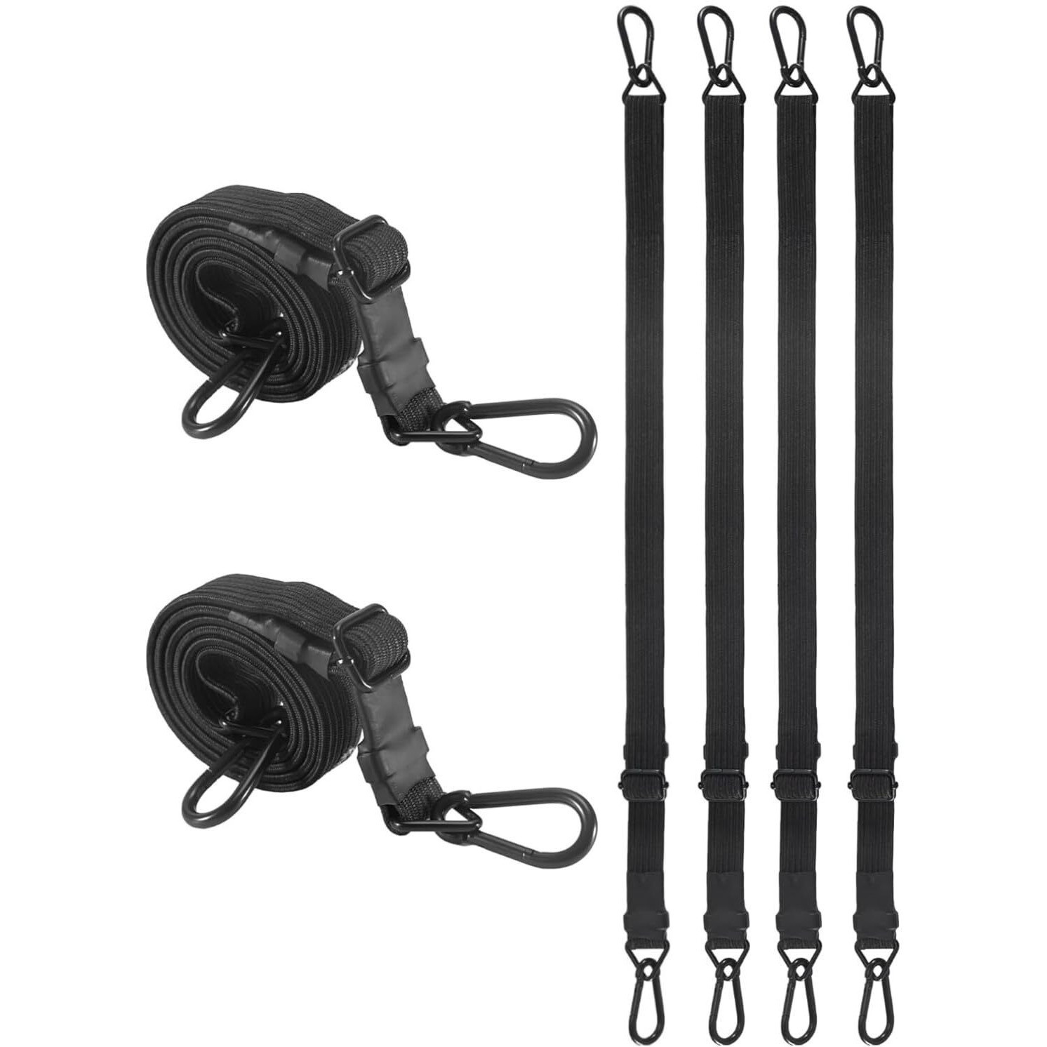 24 Inch Adjustable Carabiner Bungee Cords With 190 Lbs Max Break Strength - Adjust From 17"" To 24"" - Heavy Duty Flat Carabiner Bungee Straps With Upgraded Hooks For Tents  Cargo  Luggage  Etc (4 Pcs)