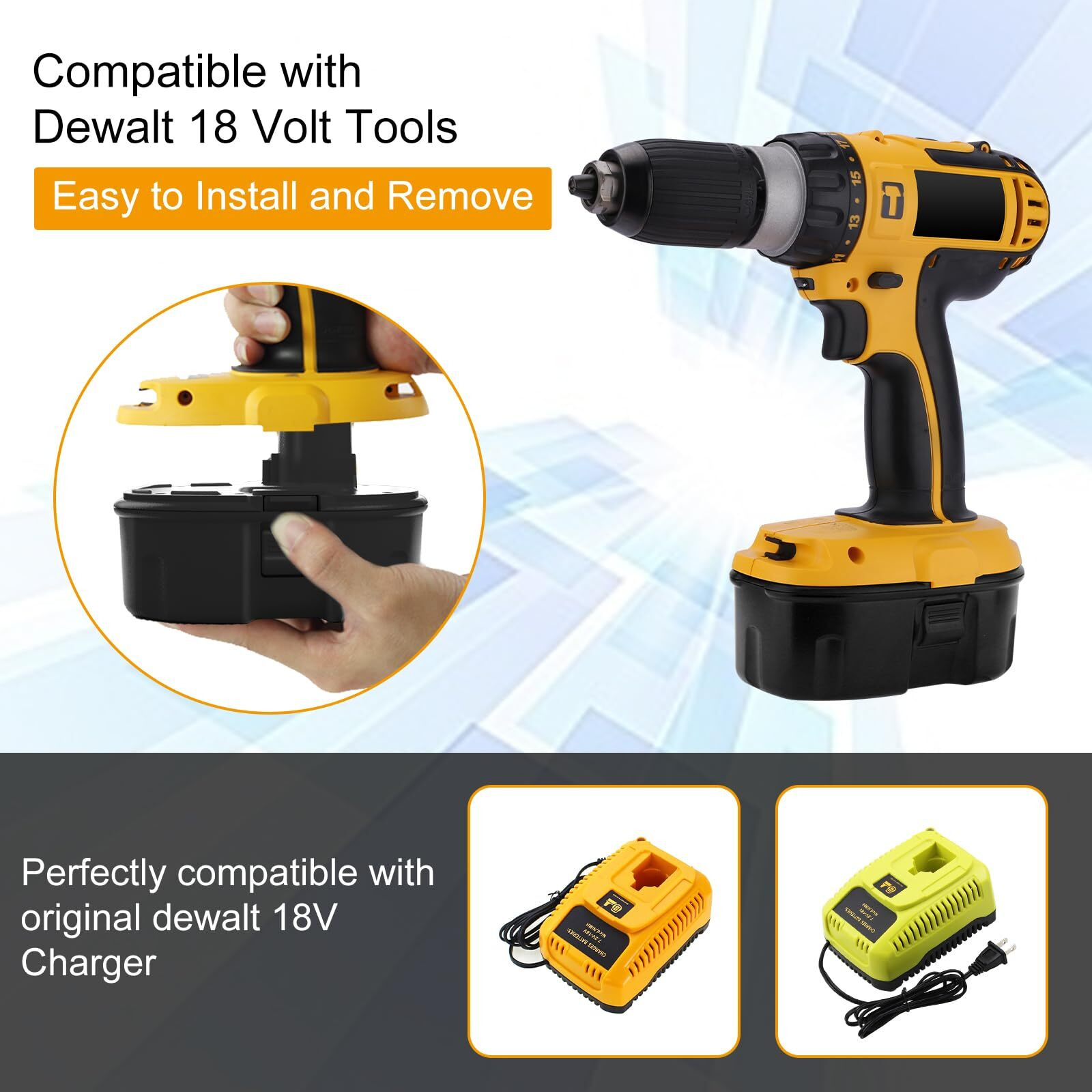 2-Pack 18V 3.6Ah Dc9098 Dc9099 Replacement Battery For Dewalt 18V Battery Dc9096 Dc9098 Dc9099 Dw9095 Dw9096 Dw9098 De9038 Compatible With Dewalt 18 Volt Battery Tools Drills Drivers Wrench (Black)