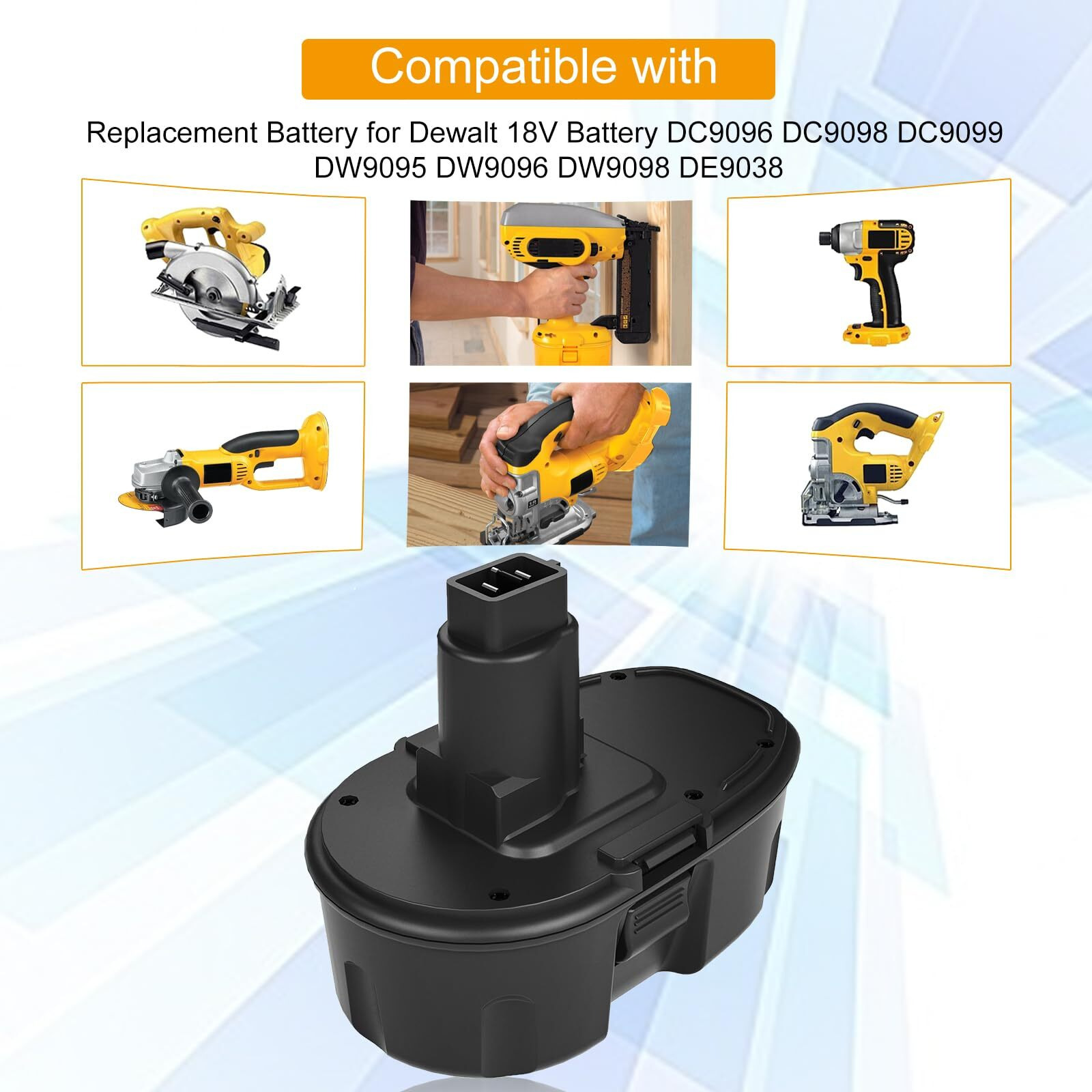 2-Pack 18V 3.6Ah Dc9098 Dc9099 Replacement Battery For Dewalt 18V Battery Dc9096 Dc9098 Dc9099 Dw9095 Dw9096 Dw9098 De9038 Compatible With Dewalt 18 Volt Battery Tools Drills Drivers Wrench (Black)