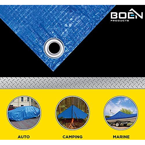 Multi-Purpose Large Tarp Waterproof Cover | Blue  10' X 10' 5 Mil Thick | Rip Proof Tarps | Thick Weave Material  Uv Resistant Great For Tarpaulin Canopy Tent  Boat  Rv Or Pool Cover