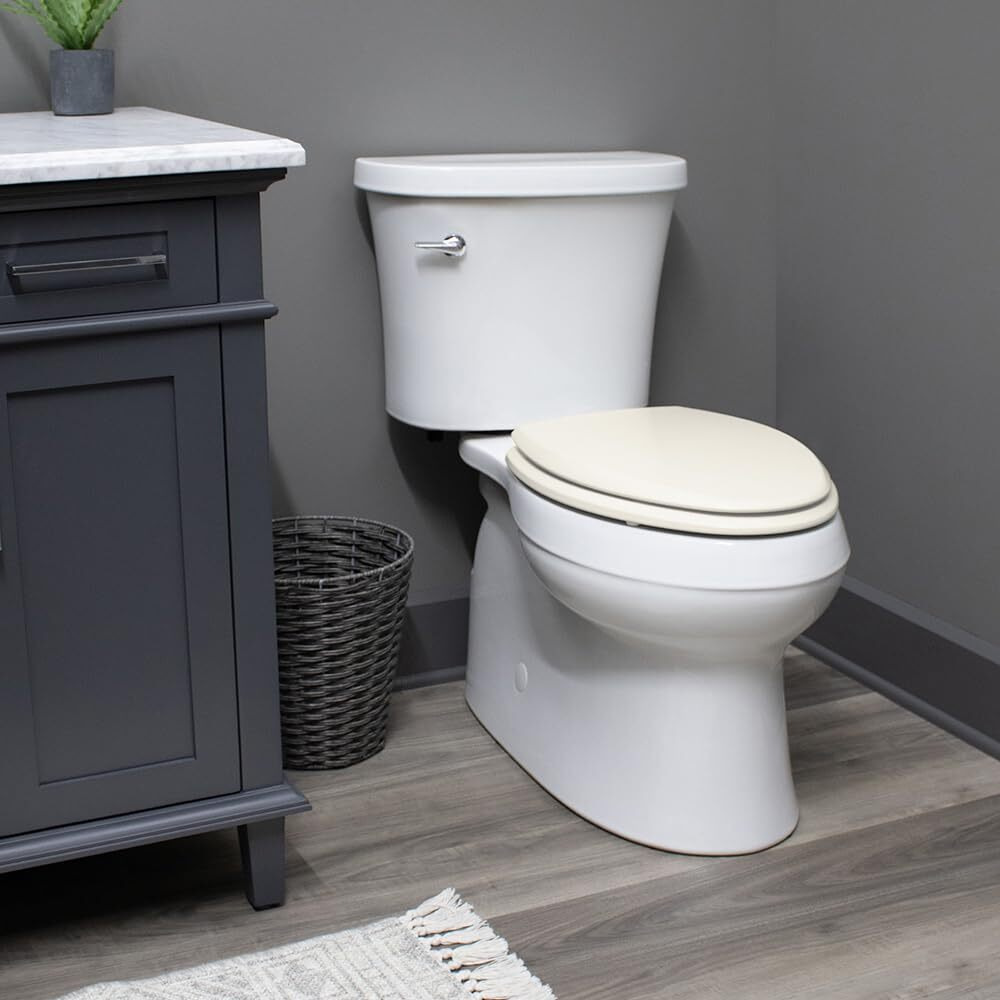 Bemis 730Slec Slow Close Toilet Seat  Easy Clean Hinges And Durable Plastic Seat  Round  Biscuit