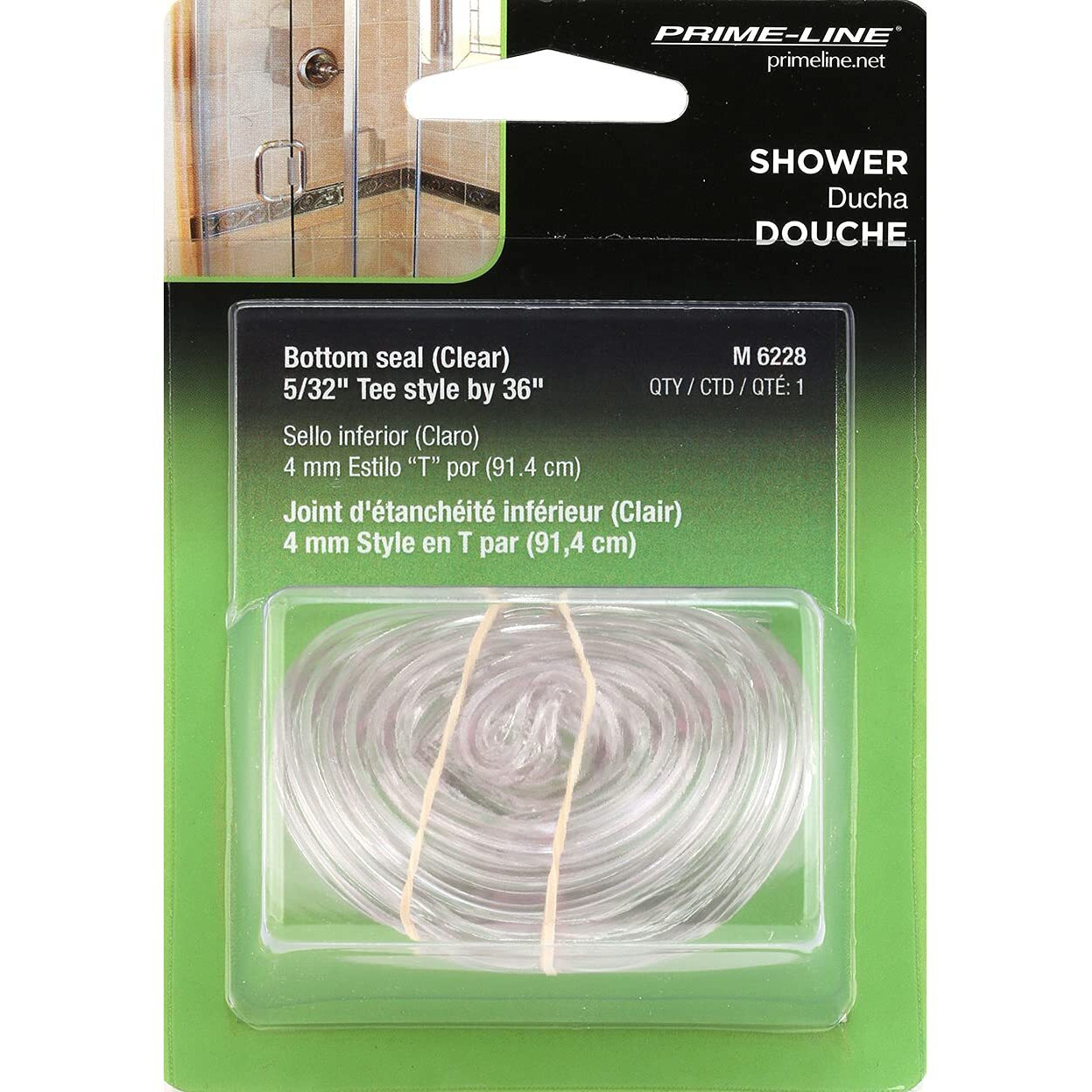 Prime-Line M 6228 Shower Door Bottom Sweep  36 In. Length X 5/32 In. Wide  Vinyl  Clear (Single Pack)