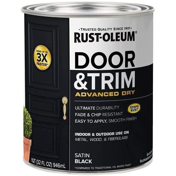 Rust-Oleum 369383 Advanced Dry Door & Trim Paint  Quart  Satin Black