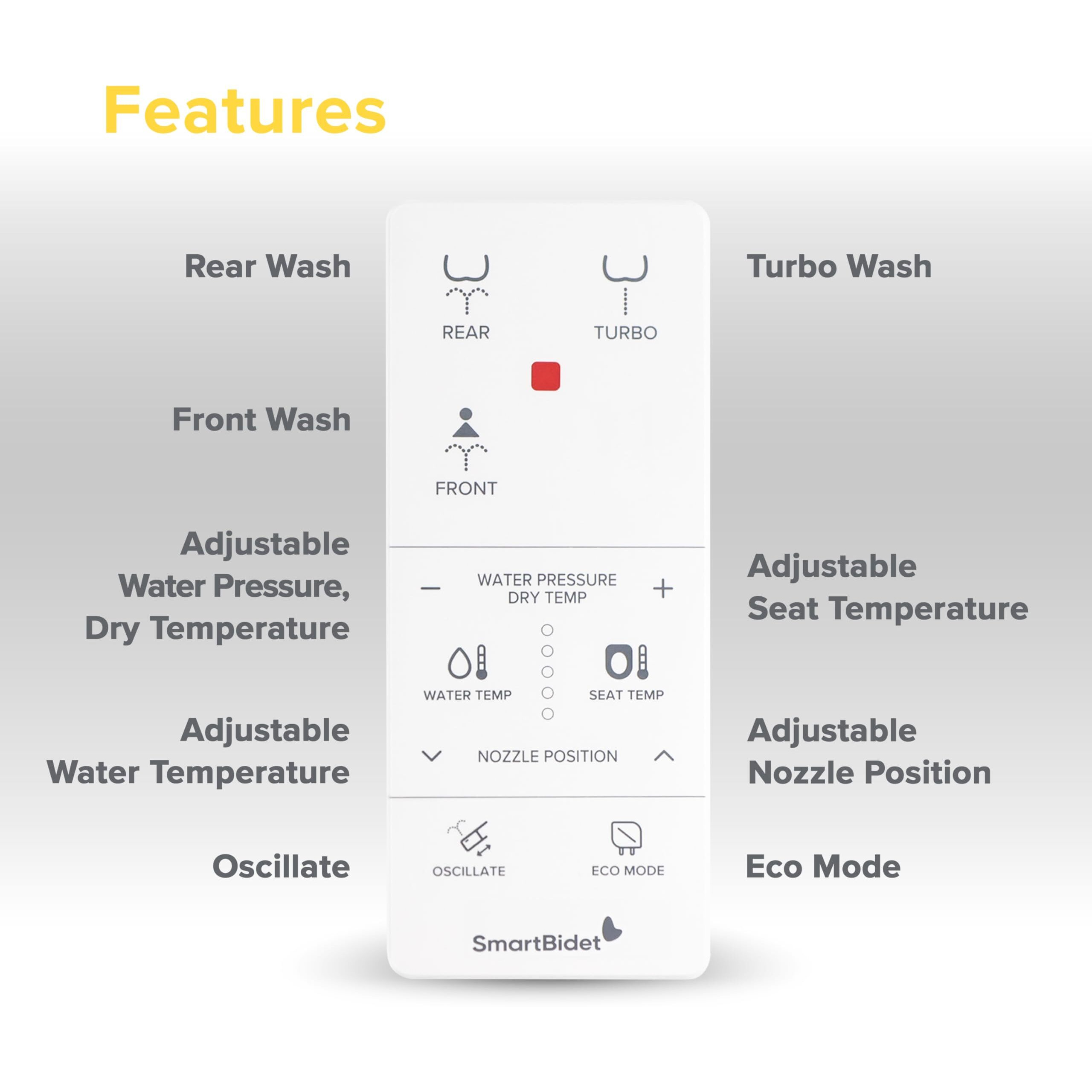 Smartbidet Sb-100R Electric Bidet Seat For Elongated Toilets With Remote Control  Stainless Steel Nozzle With Removable Nozzle Cap  Slim And Strong Design