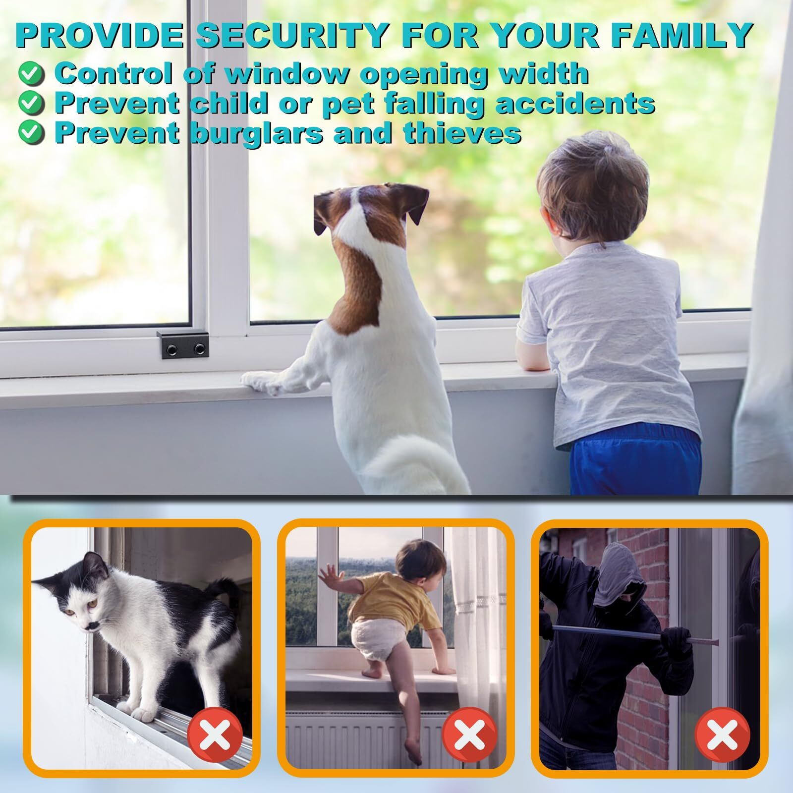 Sliding Window Locks (4 Sets)  Security Window Locks With Keys  Adjustable Aluminum Sliding Window Stops  Easy Installation Without Drilling  For Vertical And Horizontal Sliding Windows (Black)