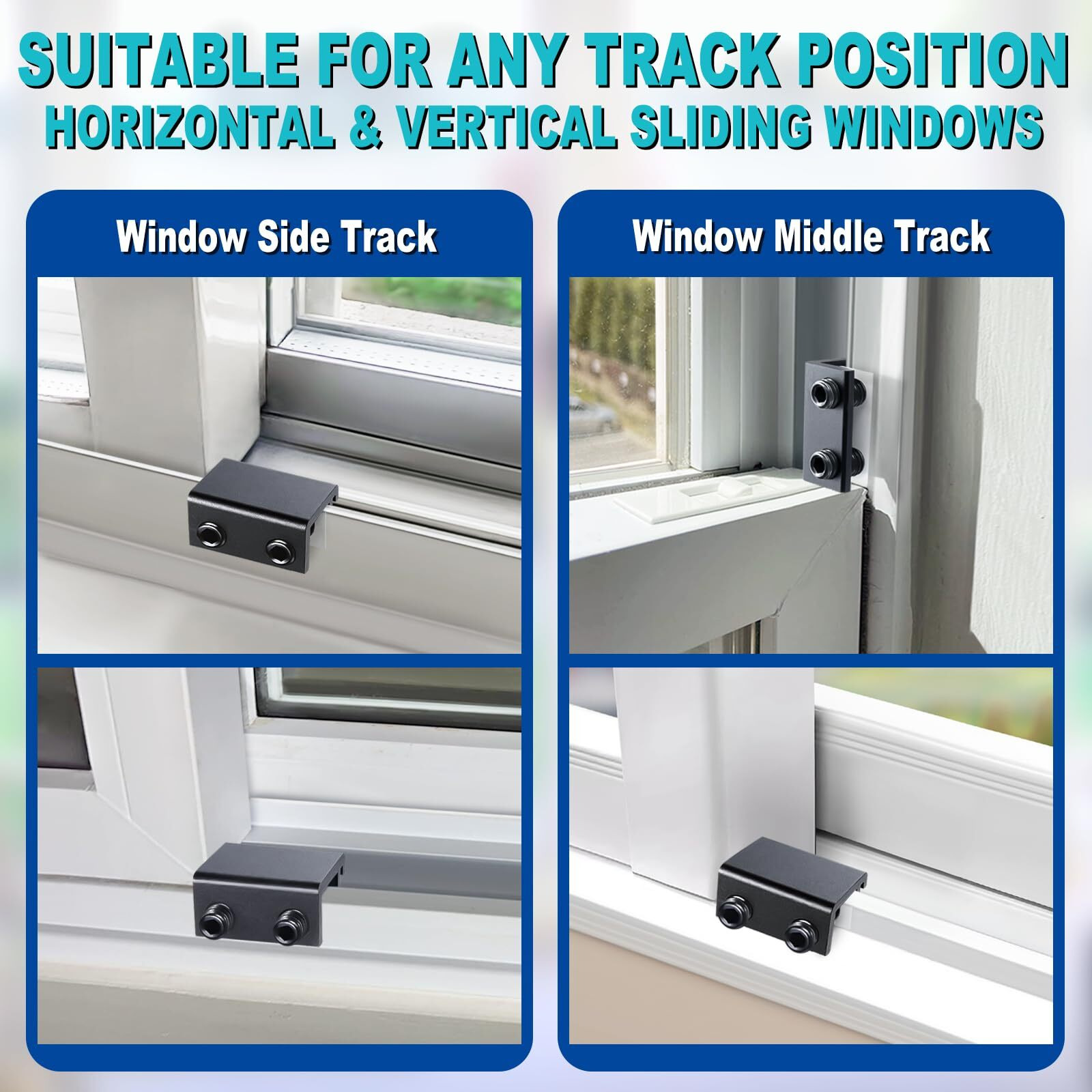 Sliding Window Locks (4 Sets)  Security Window Locks With Keys  Adjustable Aluminum Sliding Window Stops  Easy Installation Without Drilling  For Vertical And Horizontal Sliding Windows (Black)