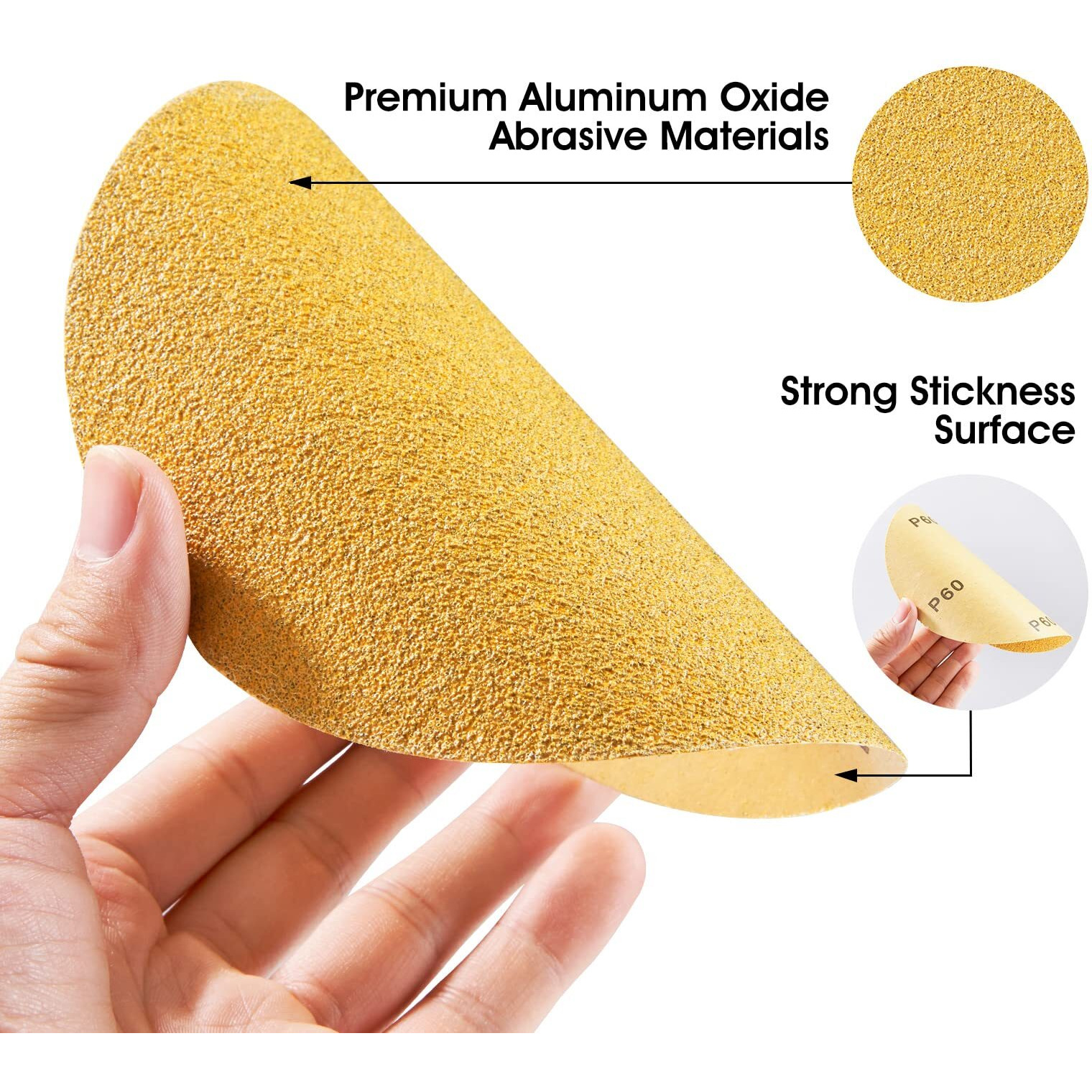 S Satc 100 Pcs Psa Sanding Discs  60 Grit Sandpaper Roll 6 Inch Adhesive Backed Sandpaper Sander Attachment For Drill Aluminum Oxide Round Automotive Sandpaper With Sticky Back