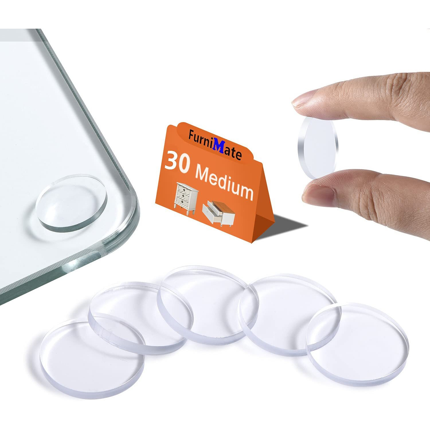 Glass Table Top Anti Slip Pads-Glass Table Top Bumpers  30Pcs 4/5 Inch Non Adhesive Medium  Rubber Glass Table Top Grippers  Under Glass Pads