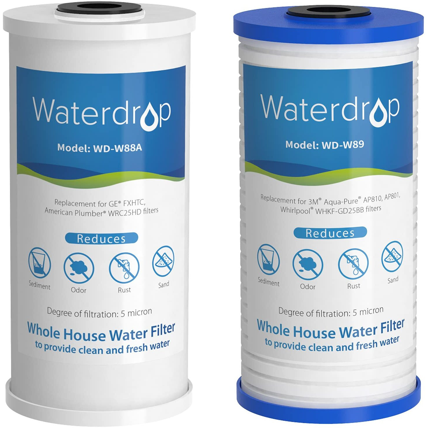 Waterdrop Fxhtc Ap810 10"" X 4.5"" Whole House Water Filter  Replacement For Ge Fxhtc  3M Aqua-Pure Ap810  Culligan Rfc-Bbsa  W50Pehd  Gxwh40L  Gxwh35F  Dupont Wfhd13001  Pentek R50-Bb