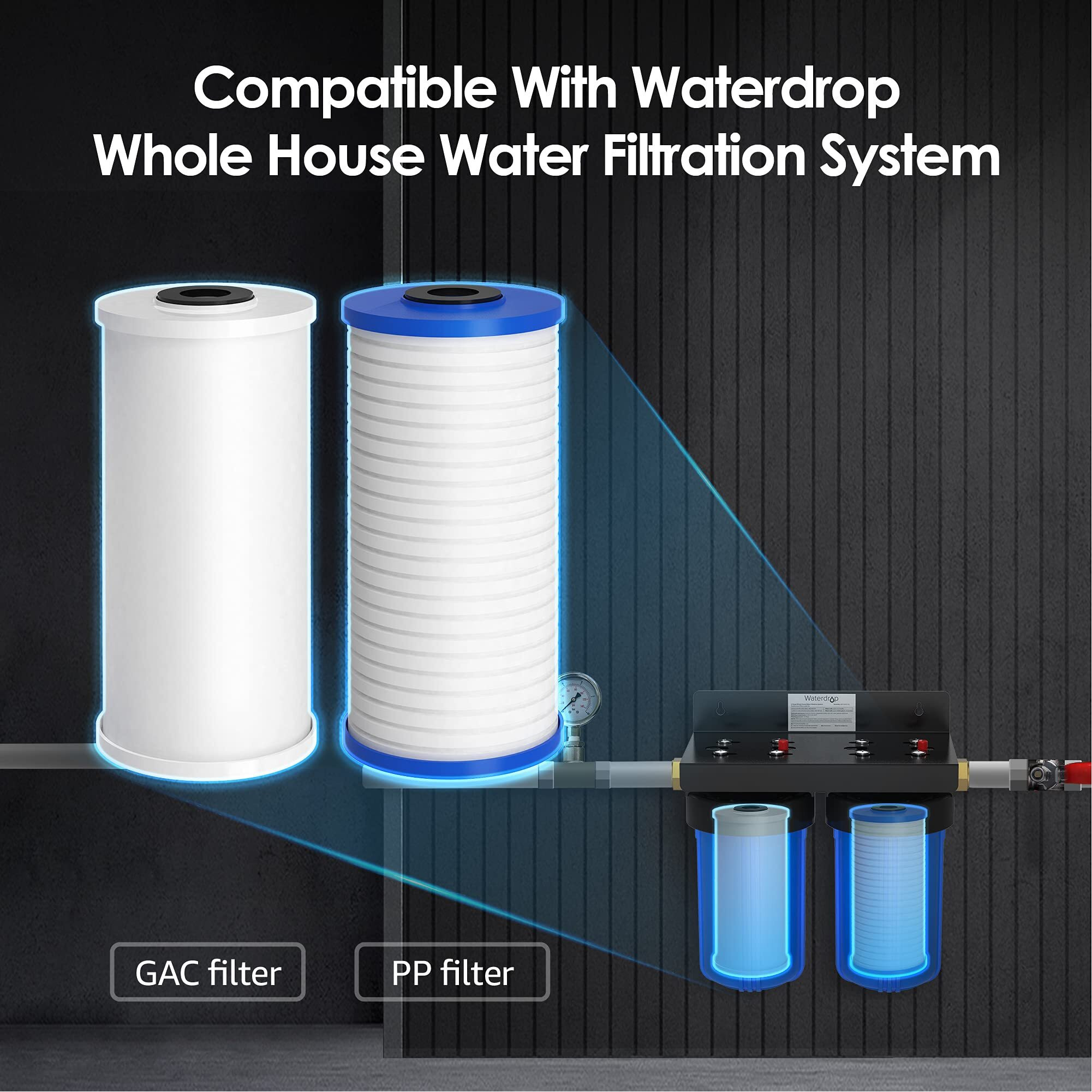 Waterdrop Fxhtc Ap810 10"" X 4.5"" Whole House Water Filter  Replacement For Ge Fxhtc  3M Aqua-Pure Ap810  Culligan Rfc-Bbsa  W50Pehd  Gxwh40L  Gxwh35F  Dupont Wfhd13001  Pentek R50-Bb