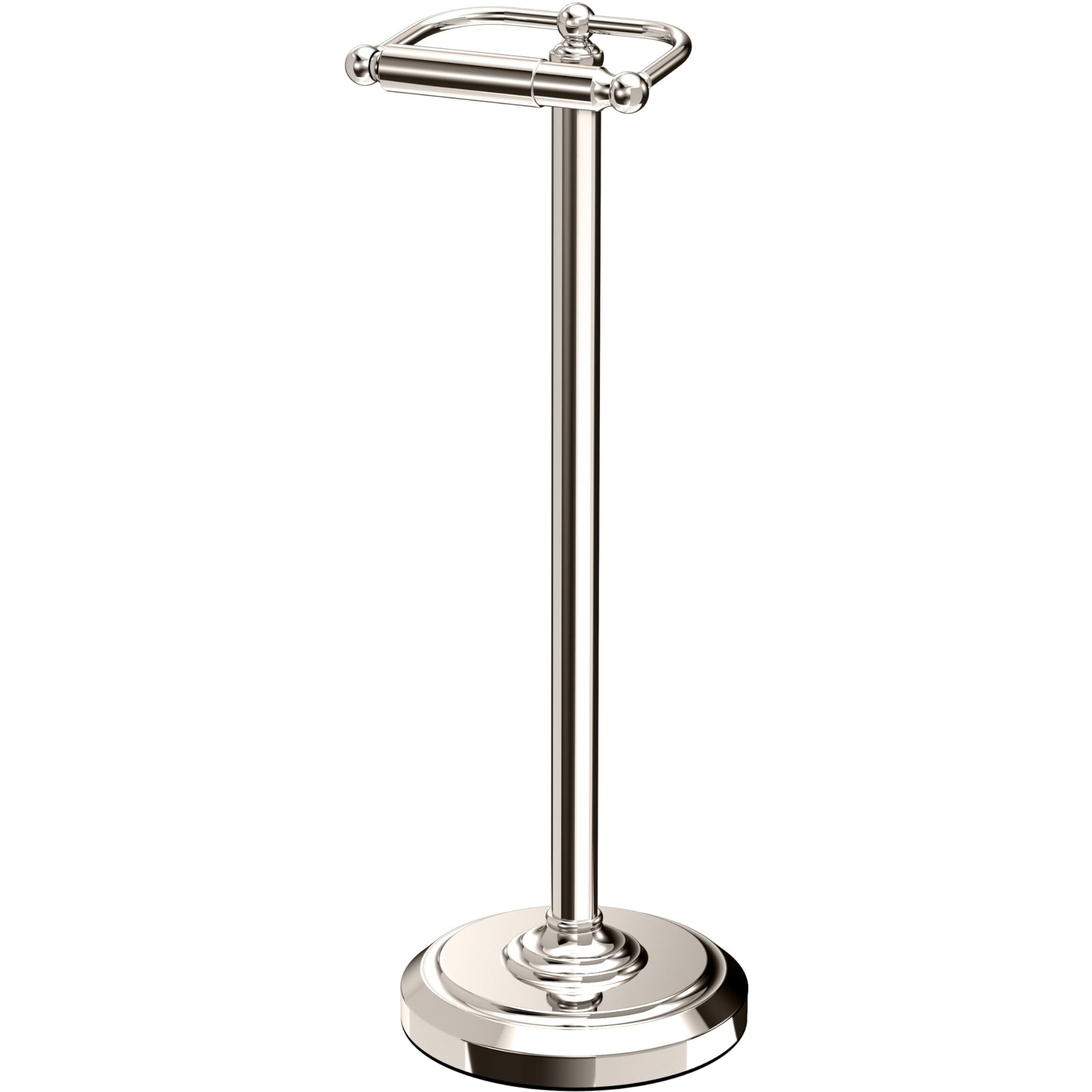 Gatco 1436Pn  Freestanding Toilet Paper Holder  22H  Polished Nickel/Floor Standing Weighted Base Toilet Paper Holder Stand