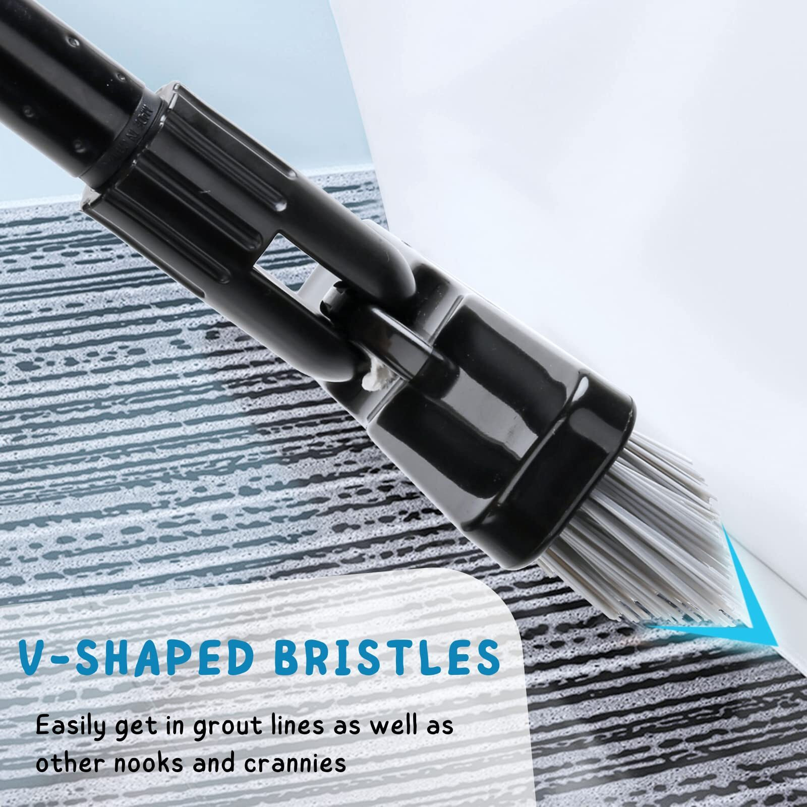Grout Brush For Tile Floors  Grout Scrubber With Long Handle  49'' Shower Grout Cleaning Tool