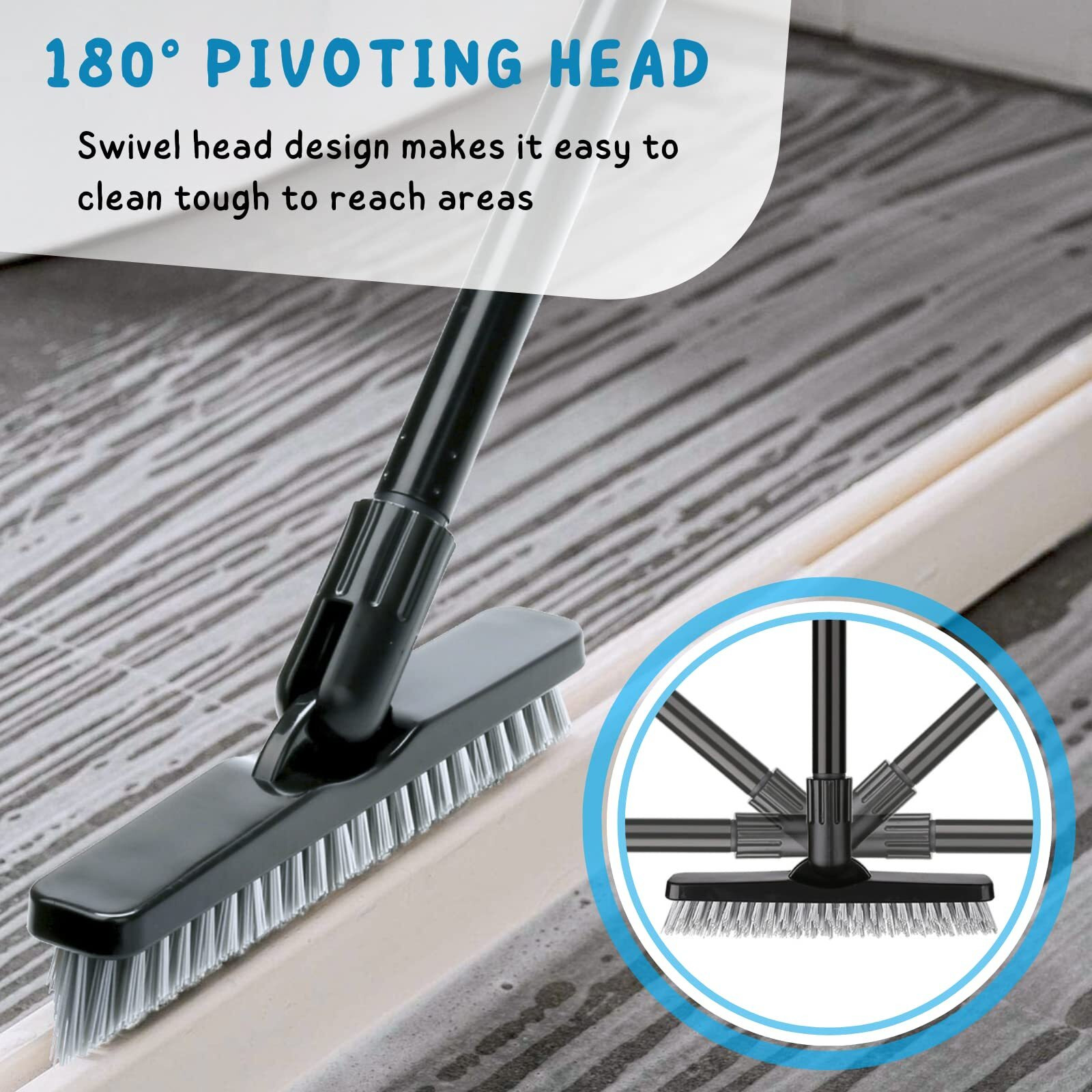 Grout Brush For Tile Floors  Grout Scrubber With Long Handle  49'' Shower Grout Cleaning Tool