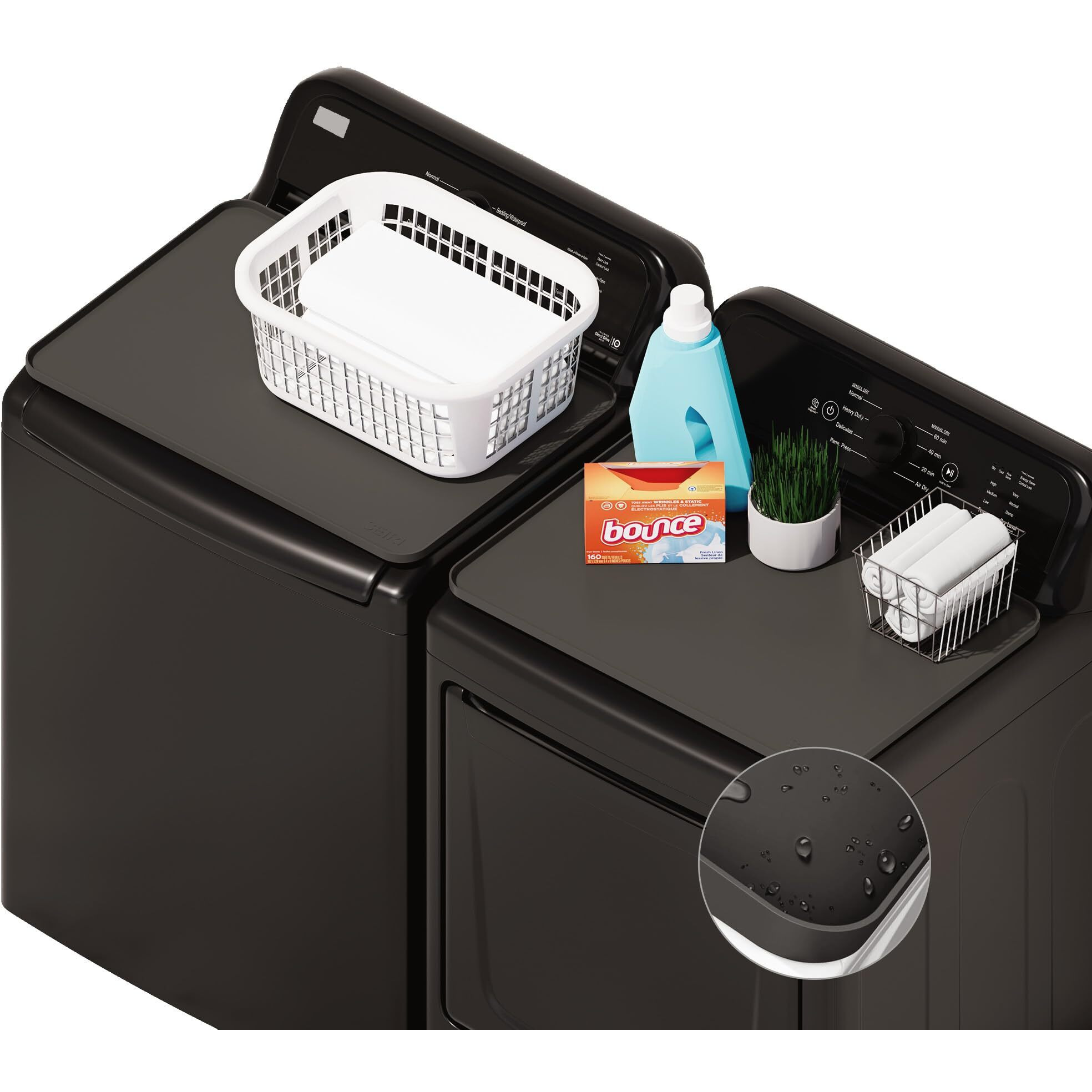 Seiri 2Pcs Washer And Dryer Covers For The Top  26"" X 18"" Silicone Dryer Top Protector Mat Non-Slip Waterproof Washing Machine Cover Protector Top Load For Laundry & Kitchen (Dark Gray)