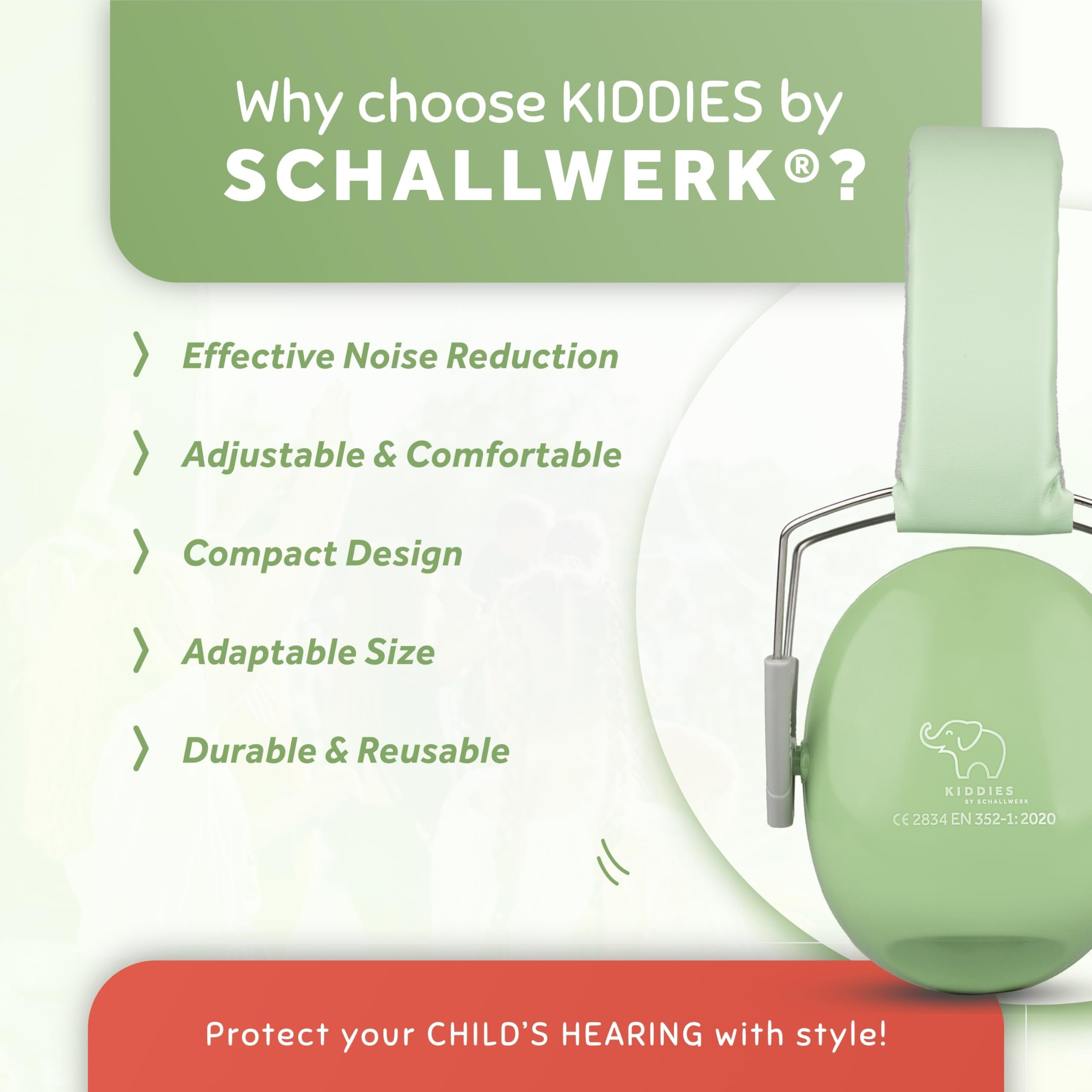 Schallwerk  Noise Protection Ear Muffs For Kids (Matcha Green) - Ear Protection For Kids  Toddlers  And Babies - Kids Ear Muffs  Headphones