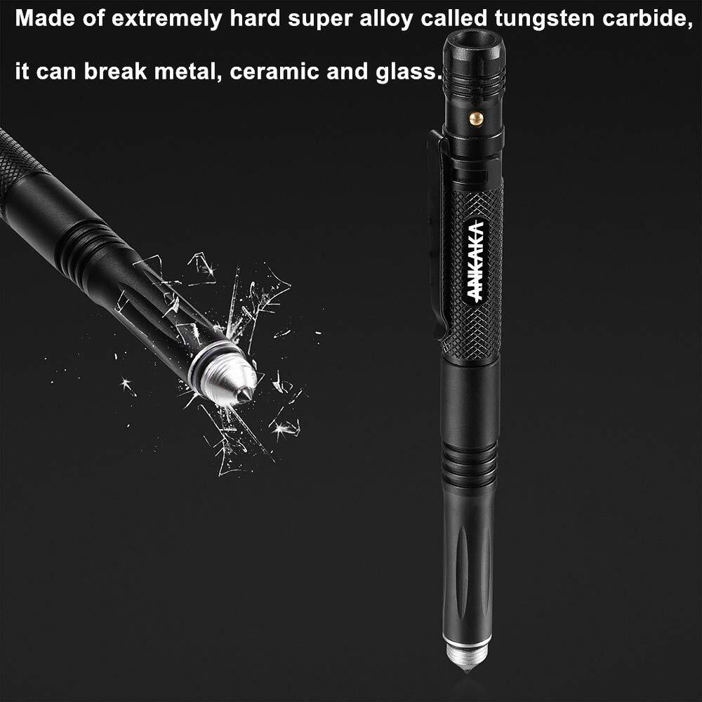 The Most Loaded 6-In-1 Tactical Pen Solves Other Brands' Weaknesses Self Defense Tip + Flashlight + Ballpoint + Bottle Opener + Screw Driver + Hexagonal Wrench  5 Ink Refills + 6 Batteries + Gift Box