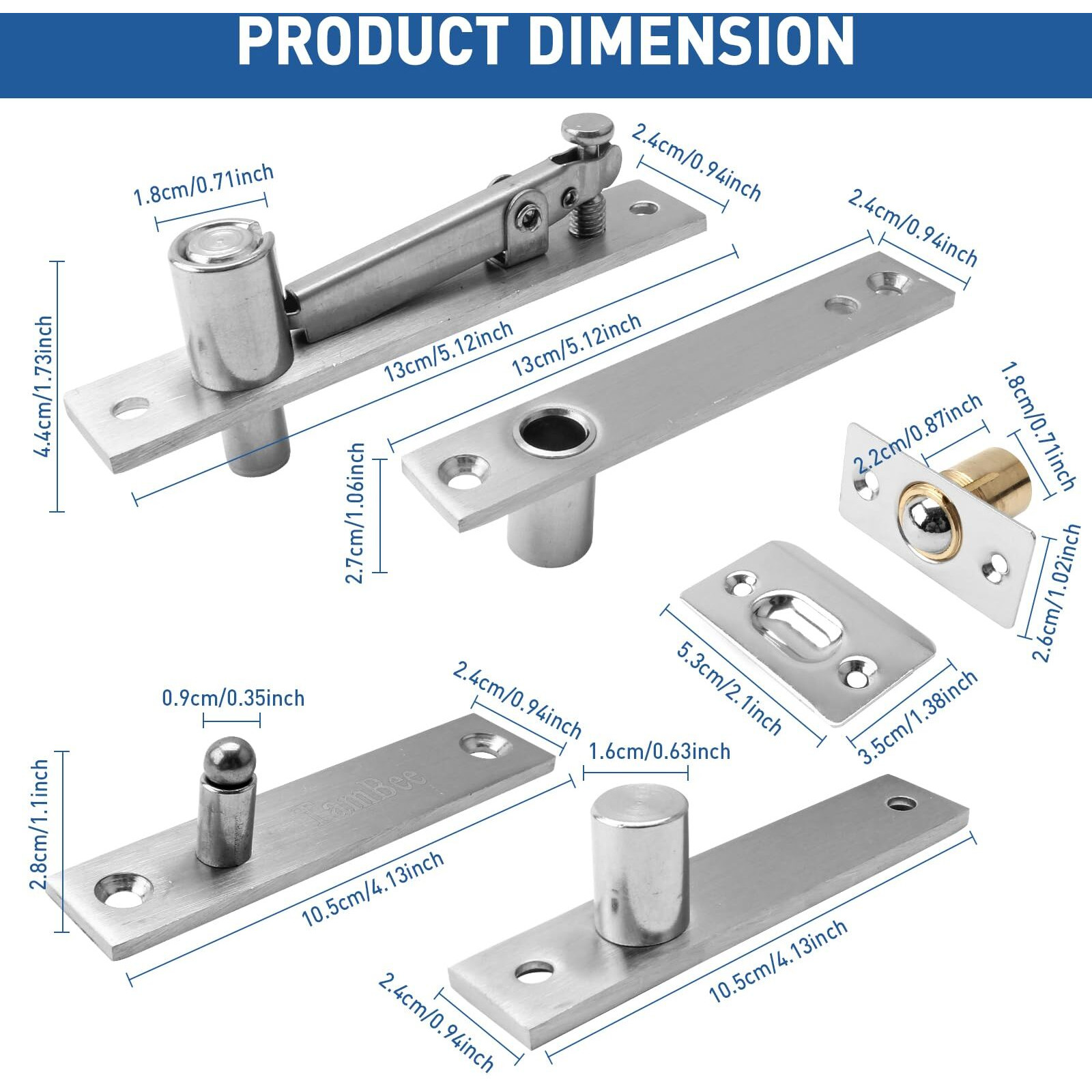 Tambee Pivot Door Hinge Hidden Door Hinges For Secret Door 304 Stainless Steel Hidden Bookcase Hinges With Door Ball Catch