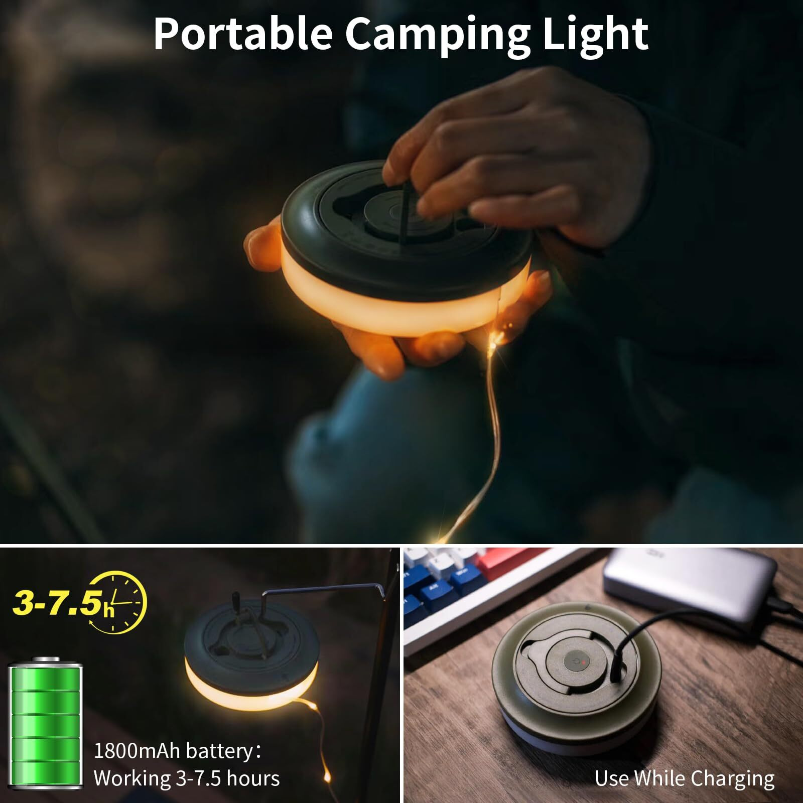 Camping String Lights Hamlite 65.6Ft Camping Lights With 5 Lighting Modes  Quick 30S Recovery  Waterproof Usb Charging Light  Rechargeable Outdoor String Lights For Camping Hiking Yard Christmas Decor