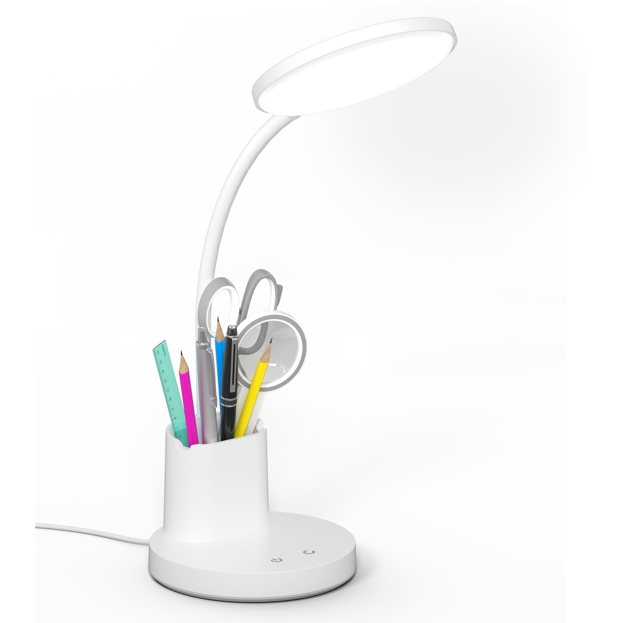 Vicsoon Desk Lamp  Led Desk Lamp For Home Office  Touch Table Lamp With 3 Color Modes 360 Adjustable Arm  Dimmable Desk Light With Pen Phone Holder  White