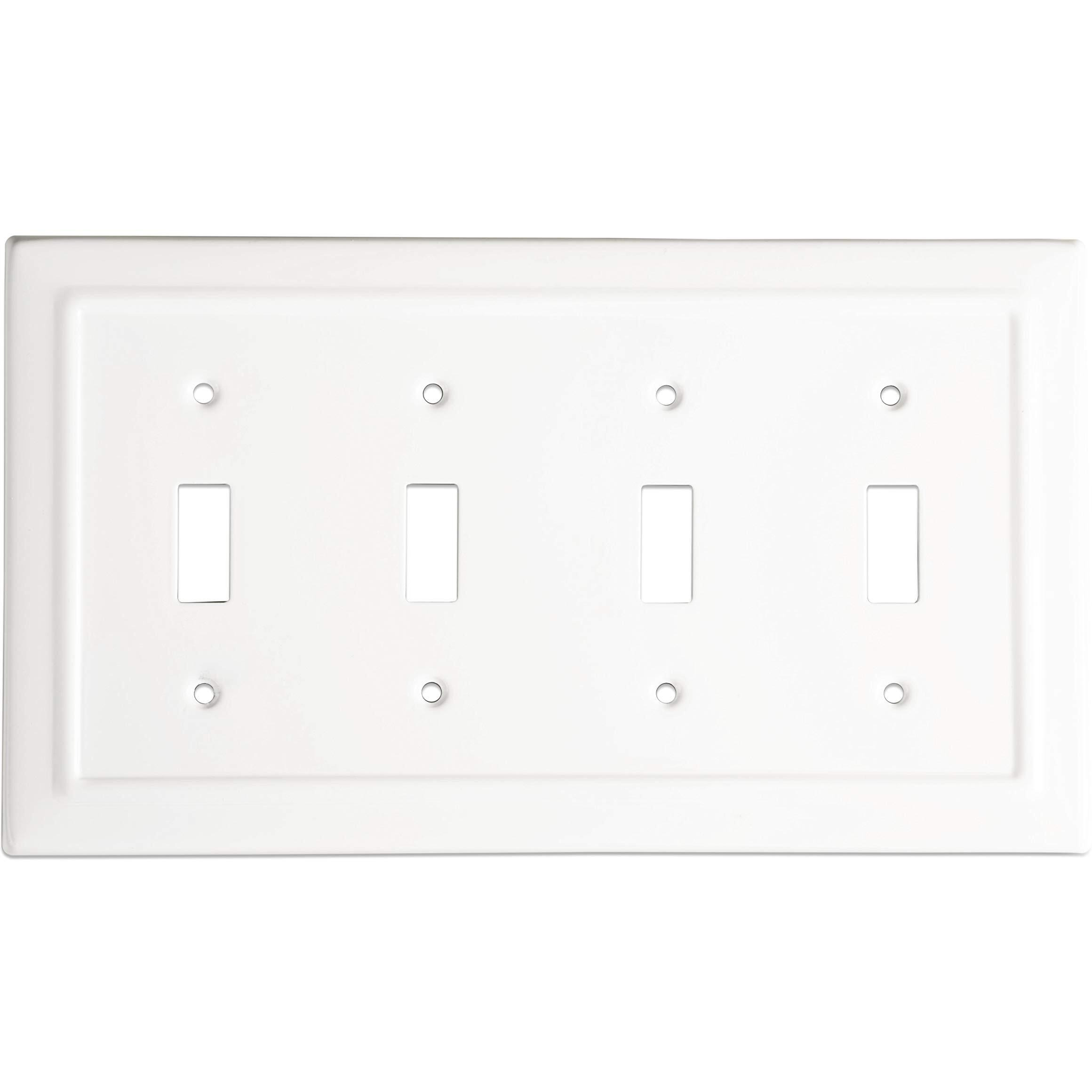Monarch Abode 19054 Architectural Decorative Wall Plate Switch Plate Outlet Cover  4 Gang  Classic White