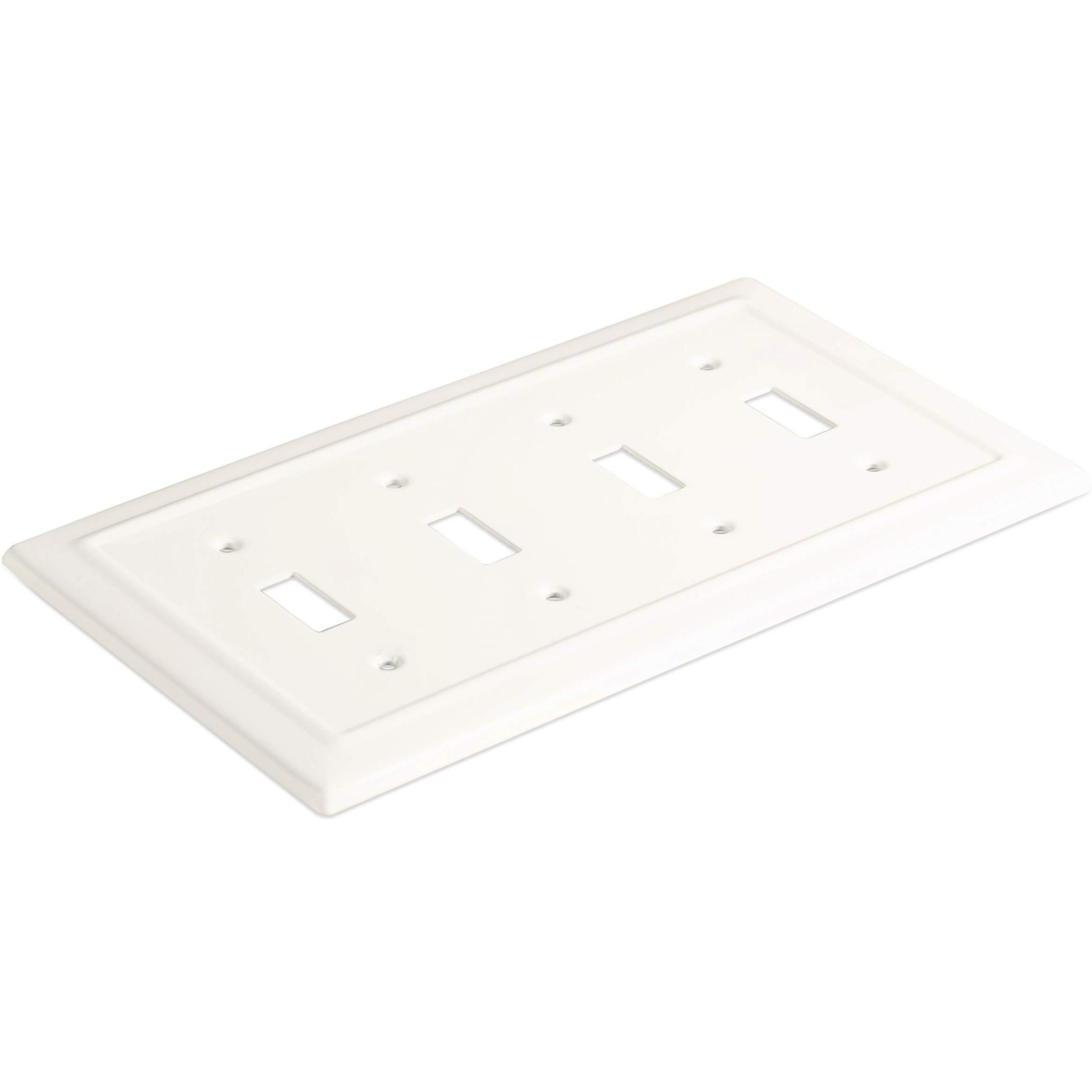 Monarch Abode 19054 Architectural Decorative Wall Plate Switch Plate Outlet Cover  4 Gang  Classic White