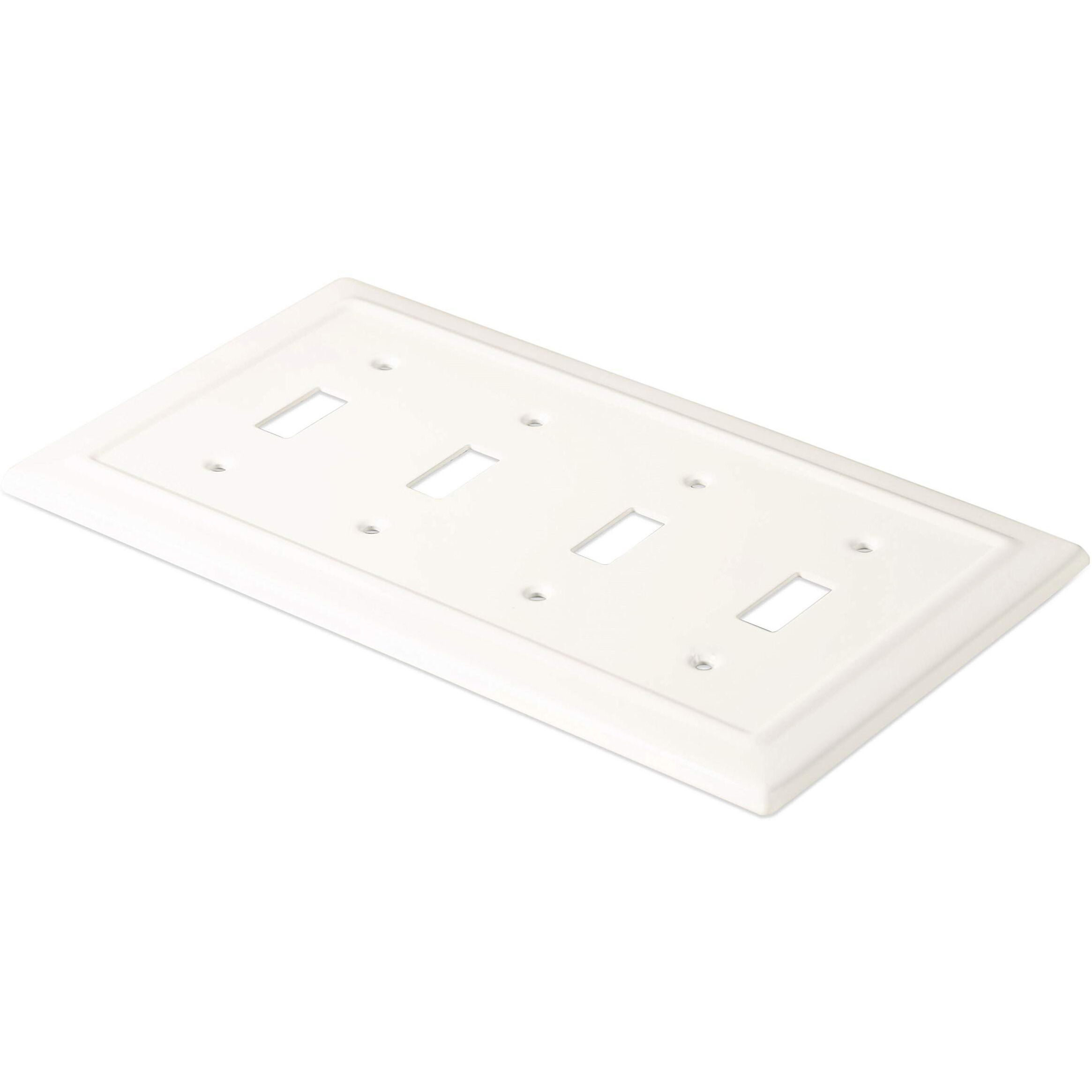 Monarch Abode 19054 Architectural Decorative Wall Plate Switch Plate Outlet Cover  4 Gang  Classic White