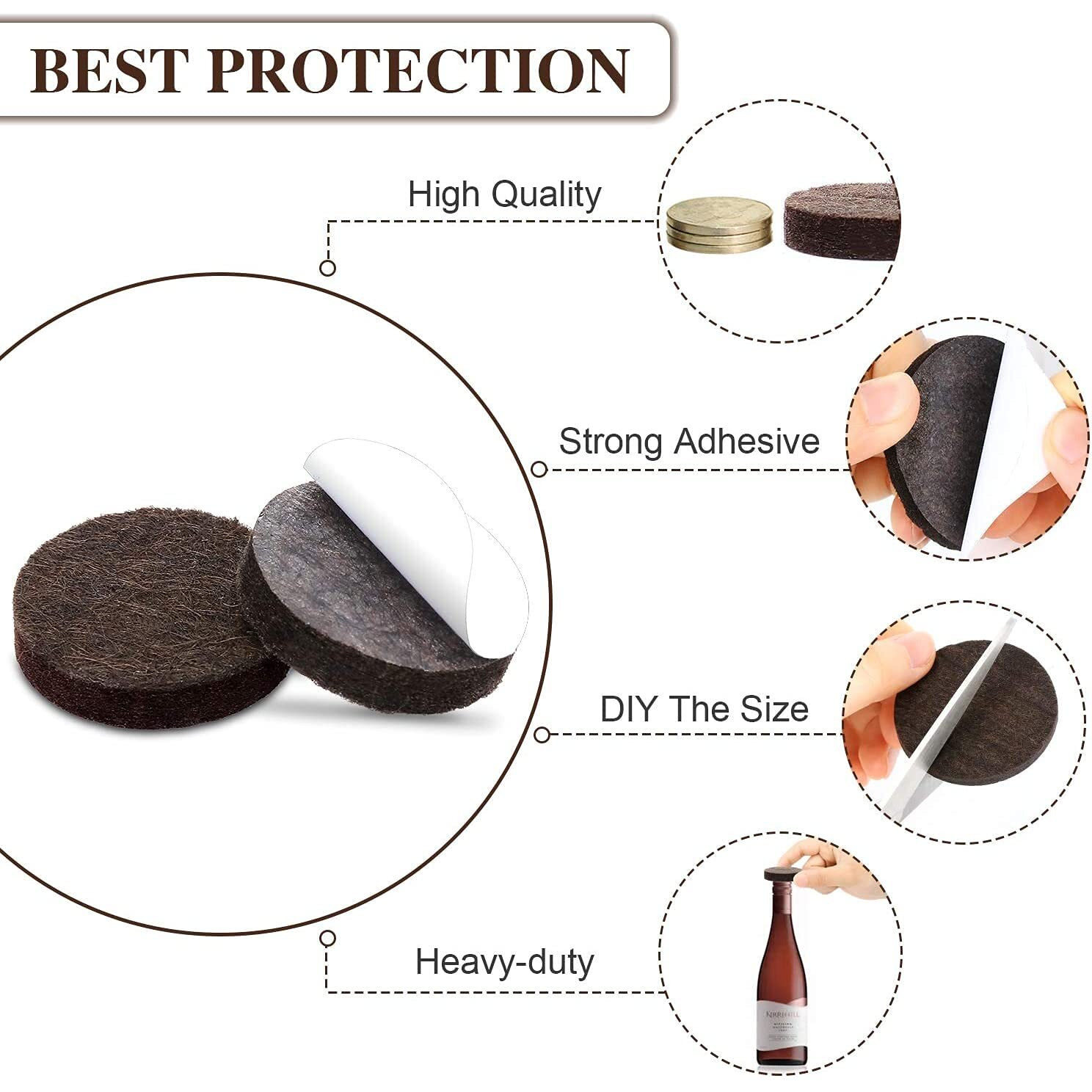 Yelanon Felt Furniture Pads For Hardwood Floors -24 Pcs 2.5"" Premium Felt Pads For Chair Legs  Floor Protectors For Furniture  Brown