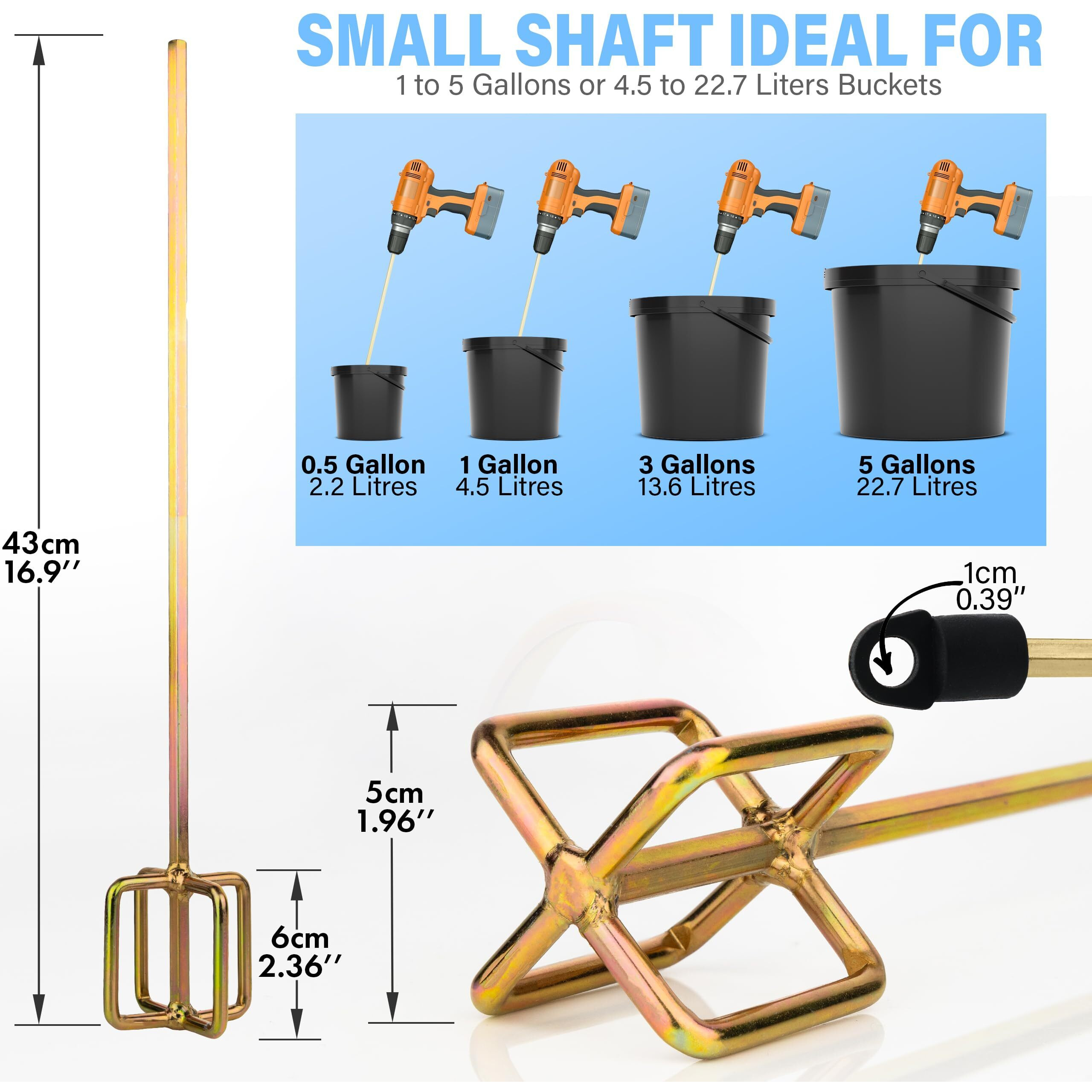 Ayzotek Paint Mixer For Drill  1-5 Gallon Bucket  Paint Stirrer For Drill  Zinc Plated  Rust-Free & Easy To Clean  Fits All Standard Drills - For Mixing Paint  Resin  Epoxy & Concrete (Medium Head)